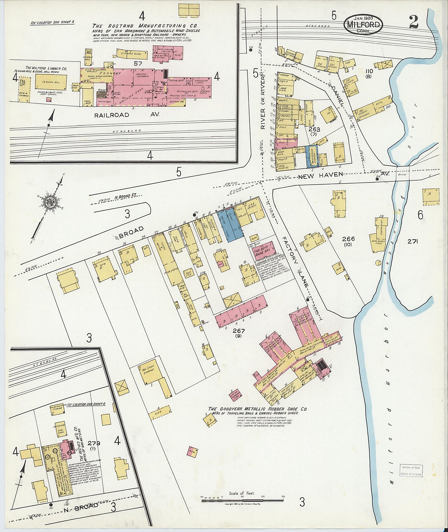 This old map of Milford, New Haven County, Connecticut was created by Sanborn Map Company in 1920