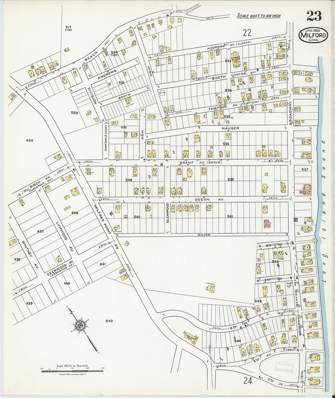 This old map of Milford, New Haven County, Connecticut was created by Sanborn Map Company in 1920