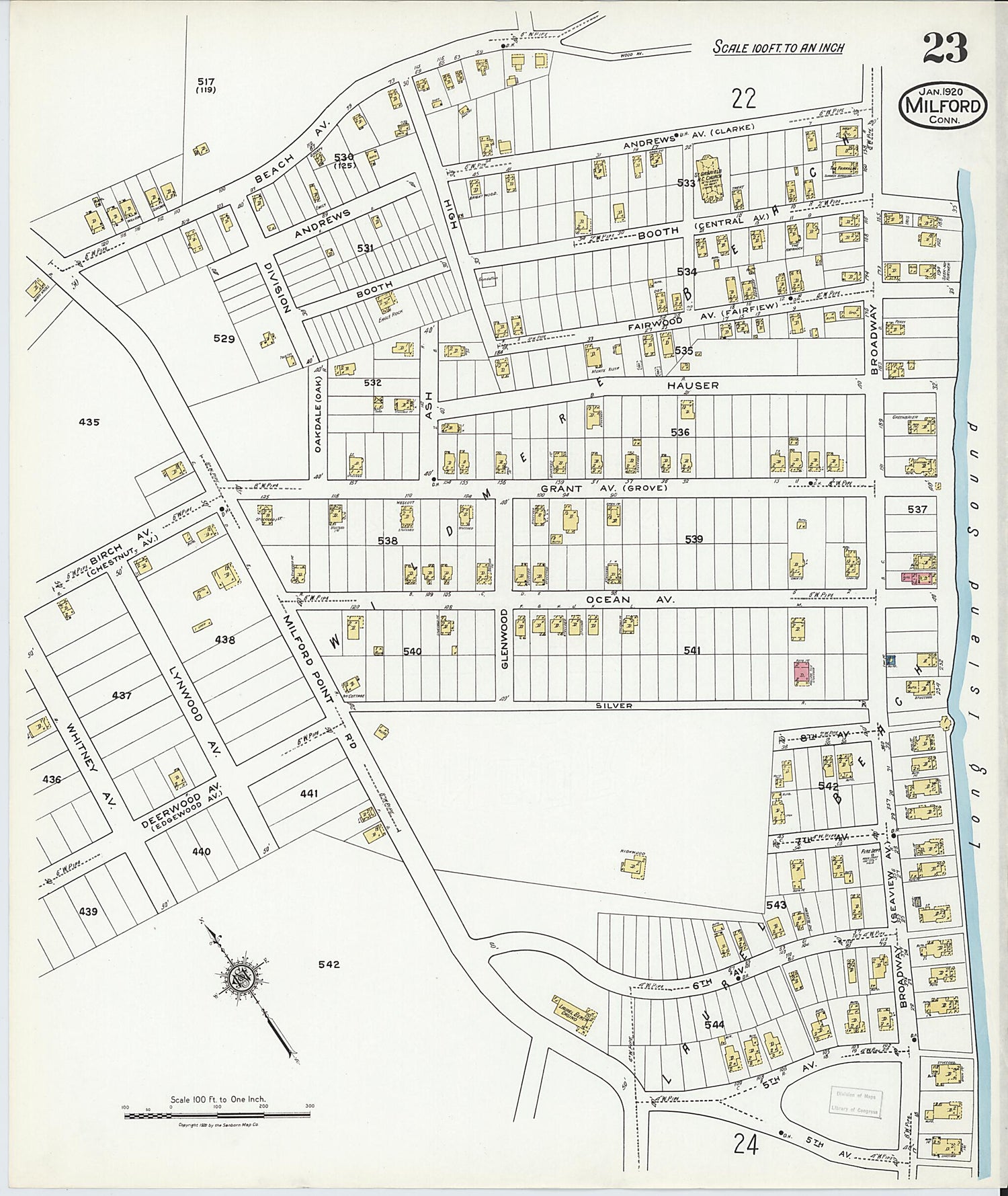 This old map of Milford, New Haven County, Connecticut was created by Sanborn Map Company in 1920