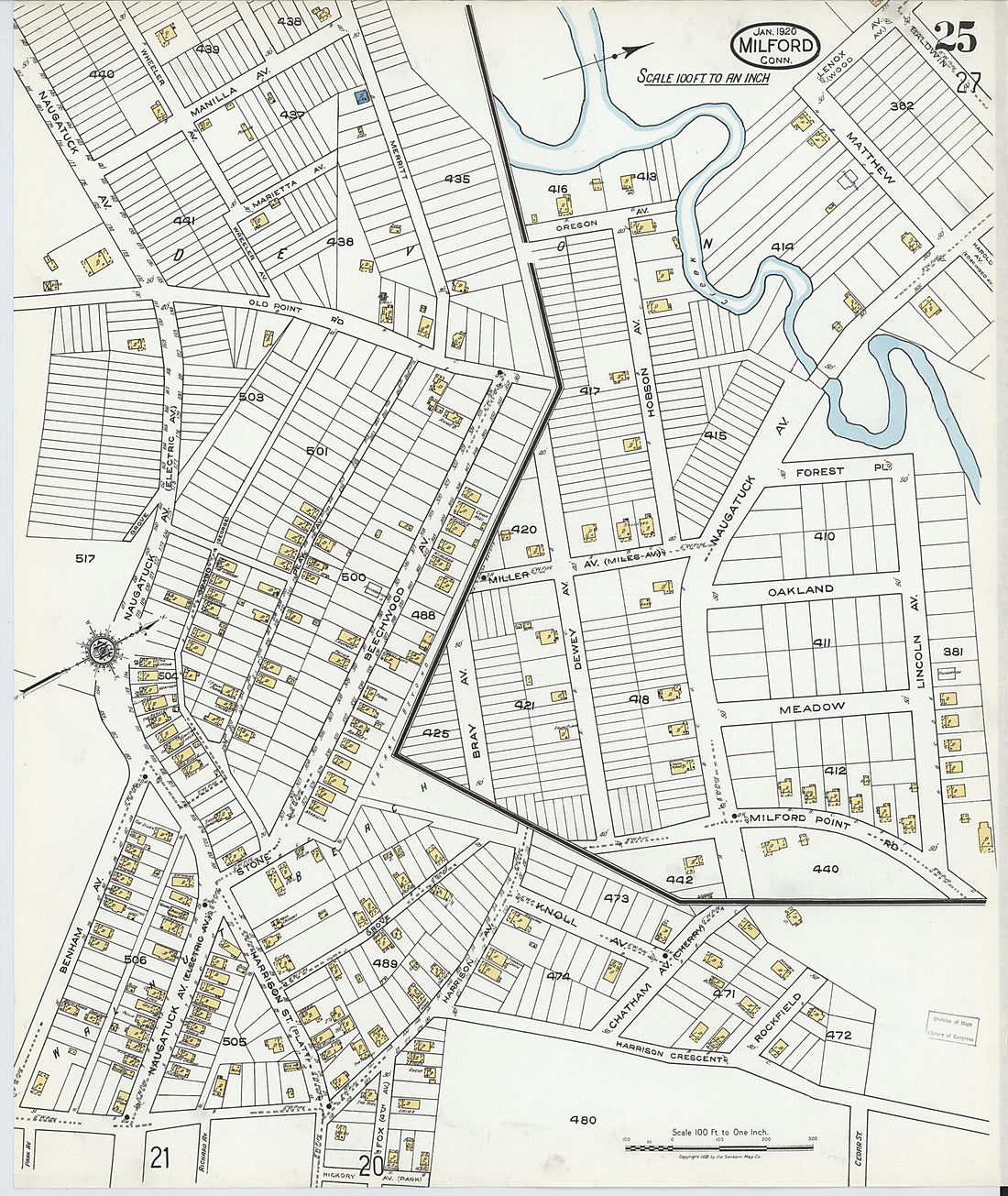 This old map of Milford, New Haven County, Connecticut was created by Sanborn Map Company in 1920
