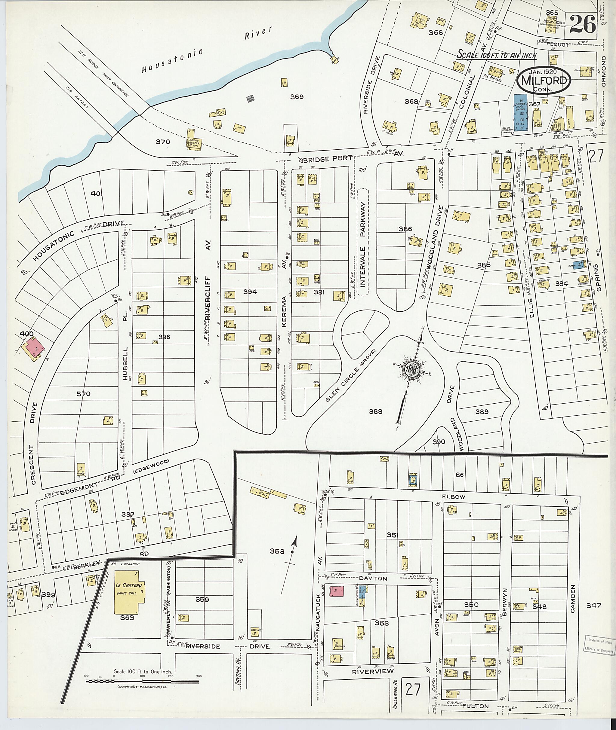 This old map of Milford, New Haven County, Connecticut was created by Sanborn Map Company in 1920
