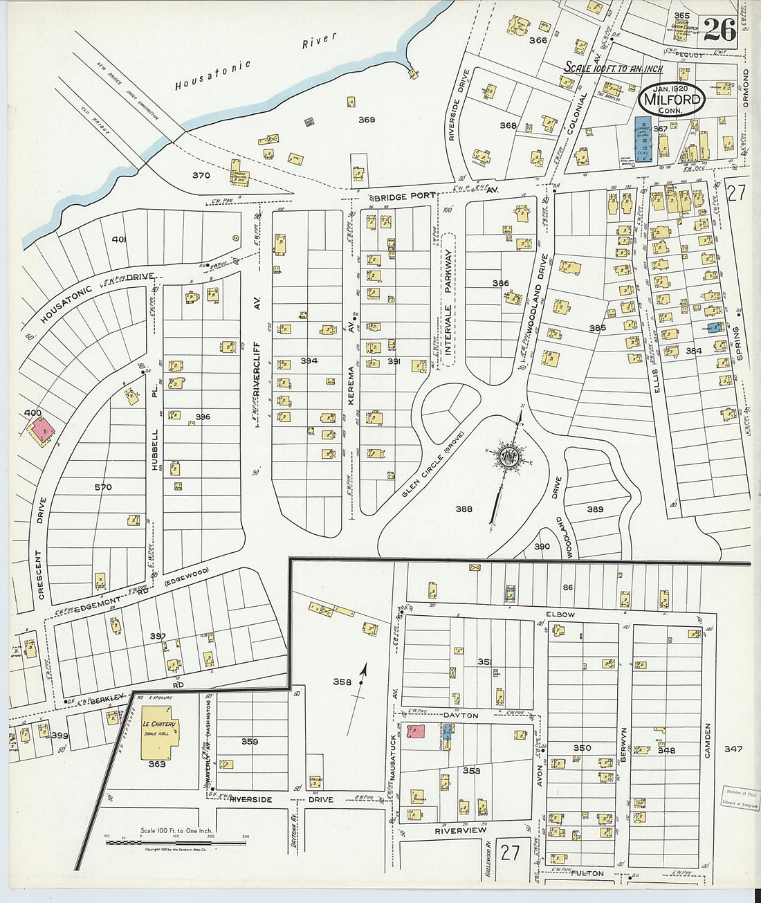 This old map of Milford, New Haven County, Connecticut was created by Sanborn Map Company in 1920
