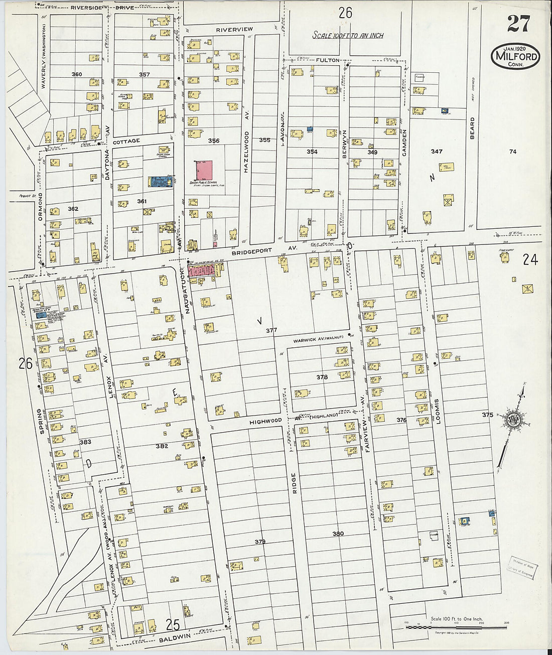 This old map of Milford, New Haven County, Connecticut was created by Sanborn Map Company in 1920