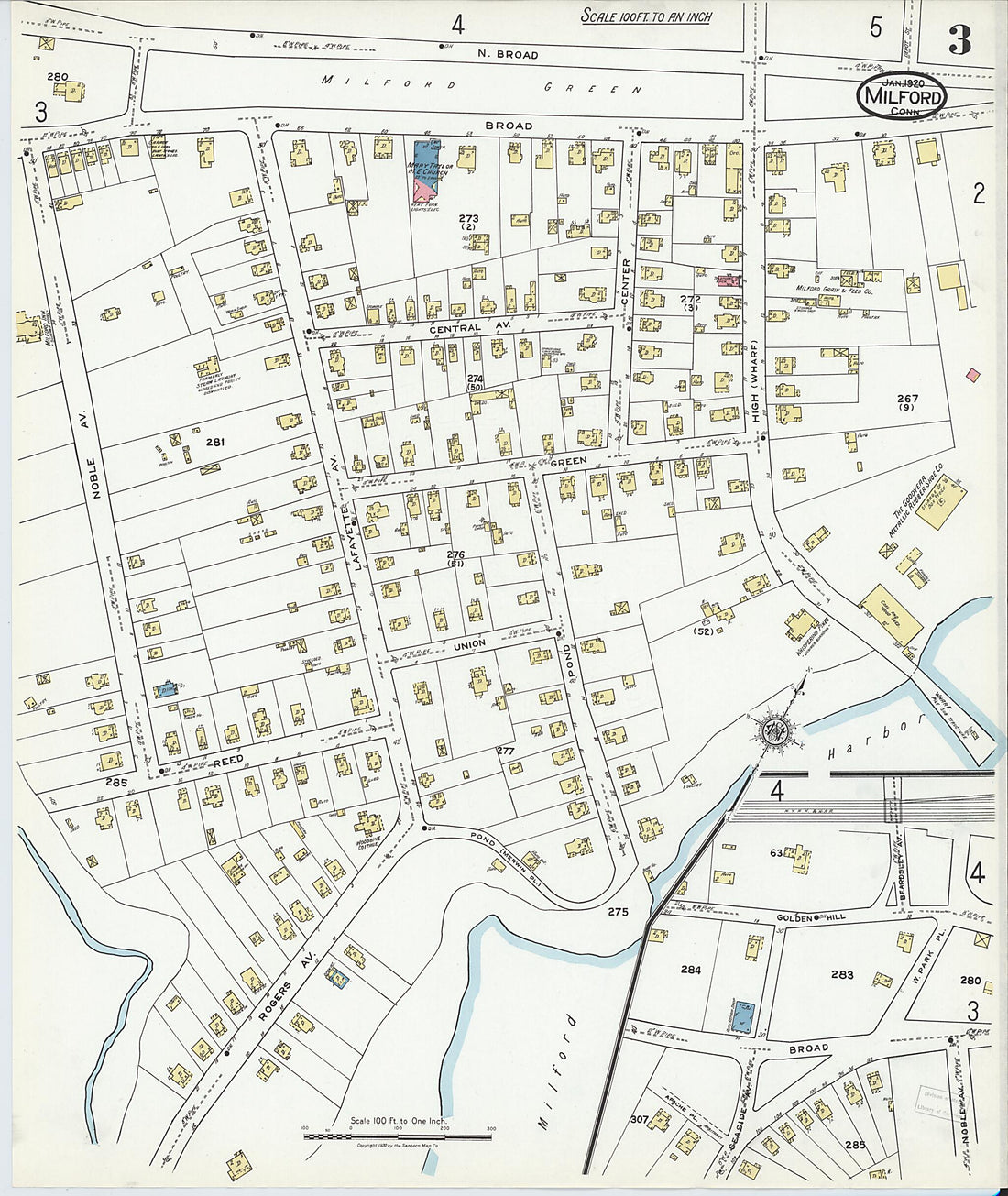 This old map of Milford, New Haven County, Connecticut was created by Sanborn Map Company in 1920