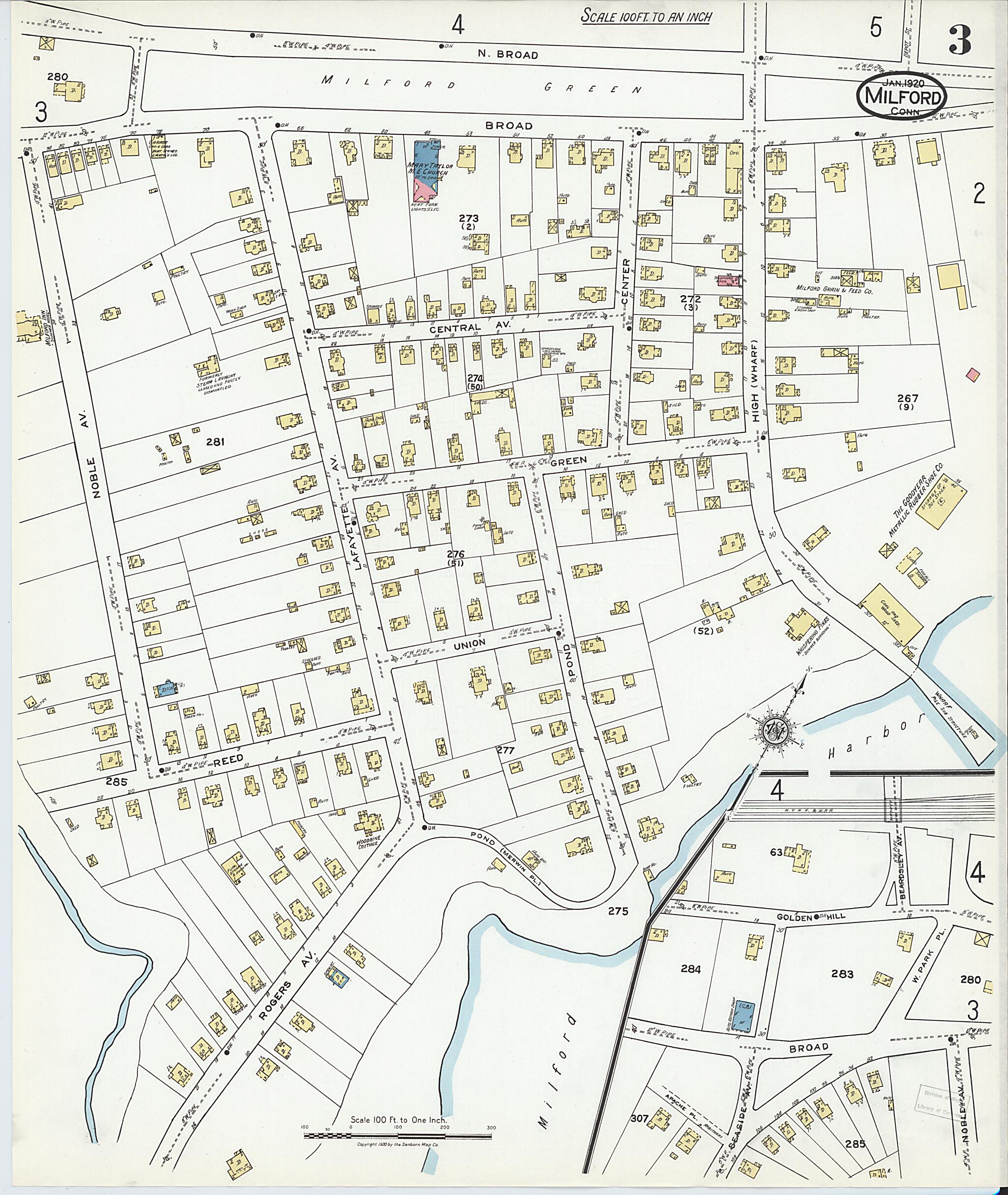 This old map of Milford, New Haven County, Connecticut was created by Sanborn Map Company in 1920