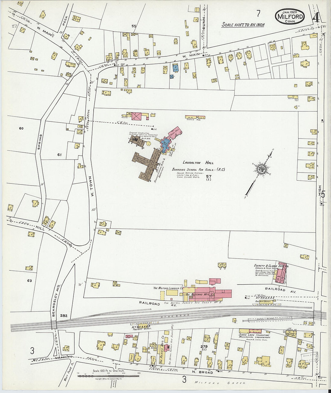 This old map of Milford, New Haven County, Connecticut was created by Sanborn Map Company in 1920