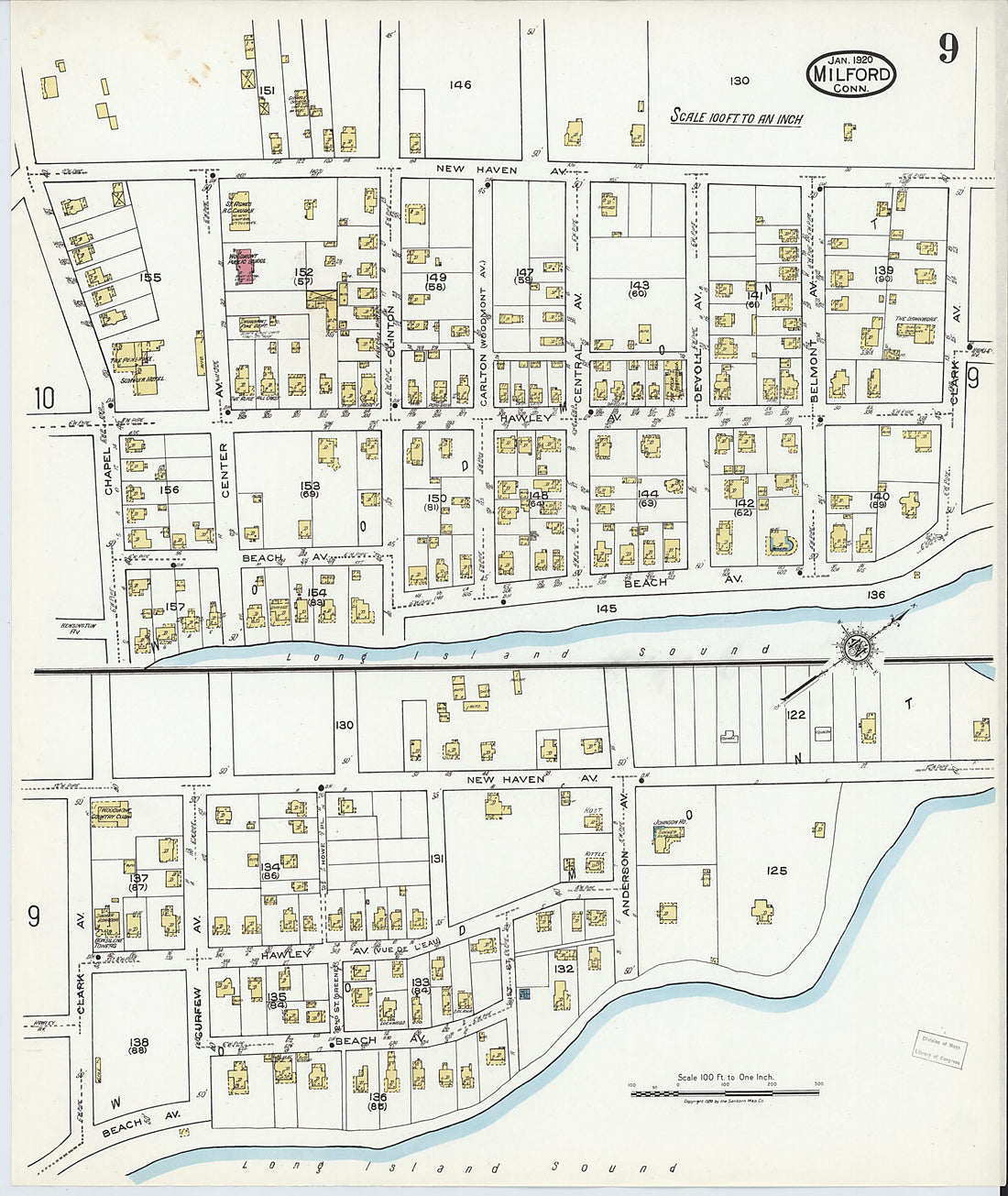 This old map of Milford, New Haven County, Connecticut was created by Sanborn Map Company in 1920