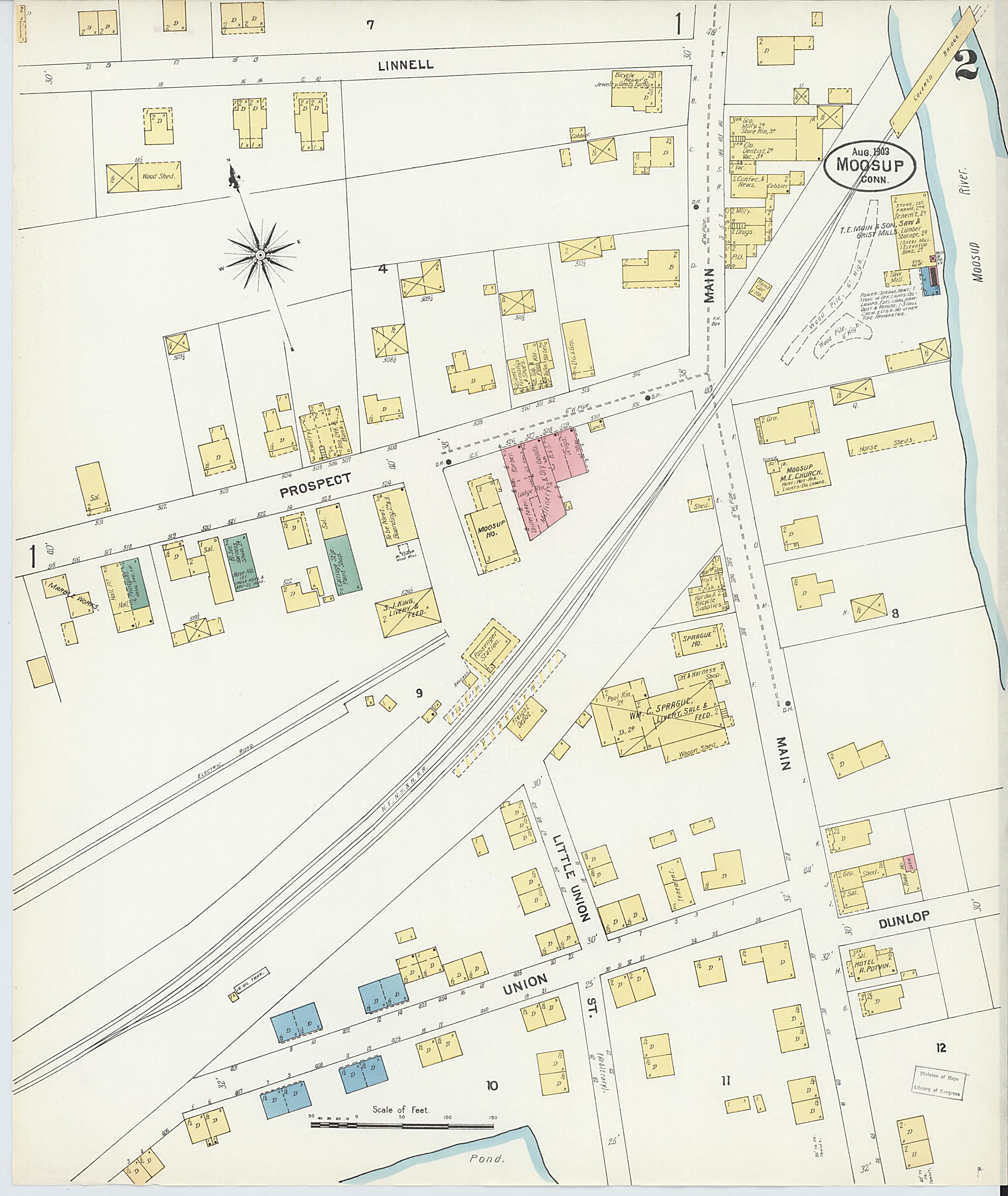 This old map of Moosup, Windham County, Connecticut was created by Sanborn Map Company in 1903