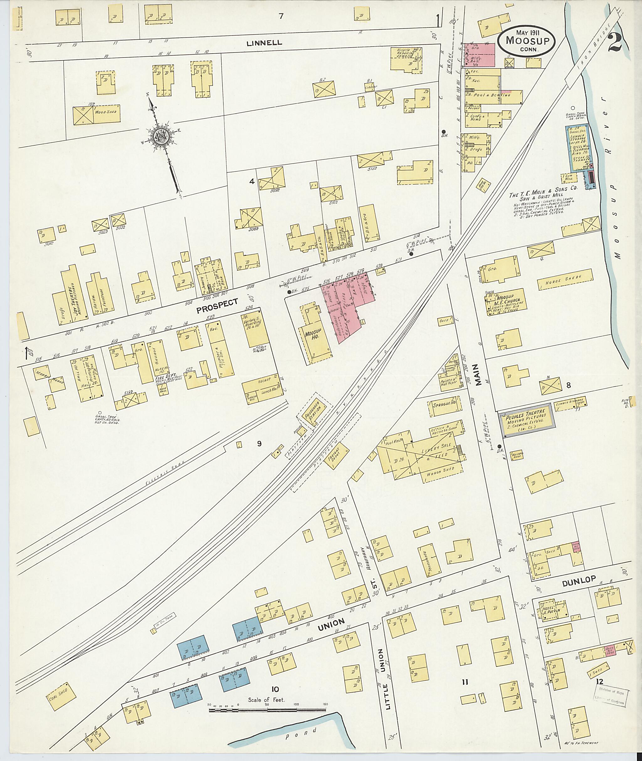 This old map of Moosup, Windham County, Connecticut was created by Sanborn Map Company in 1911