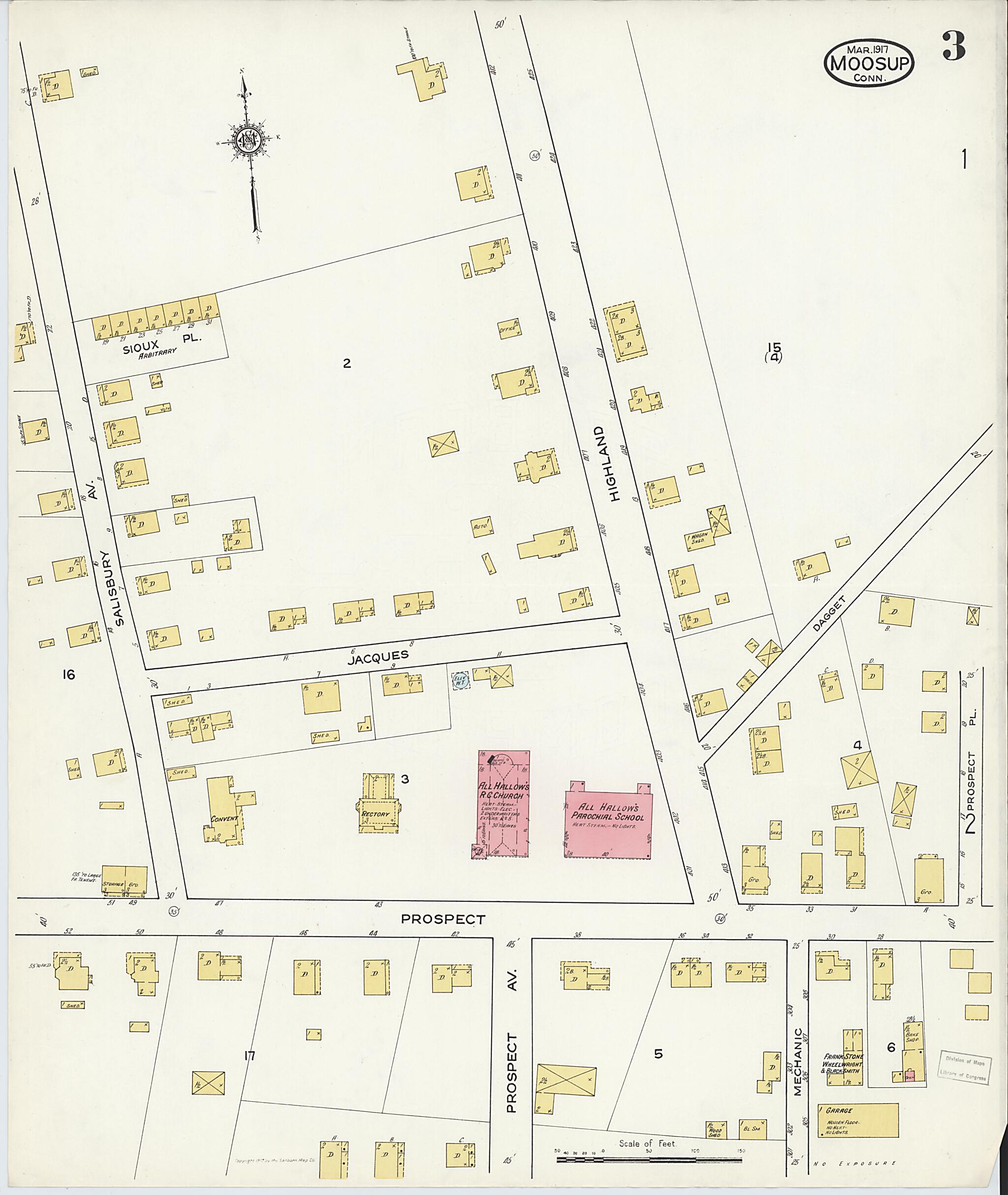 This old map of Moosup, Windham County, Connecticut was created by Sanborn Map Company in 1917