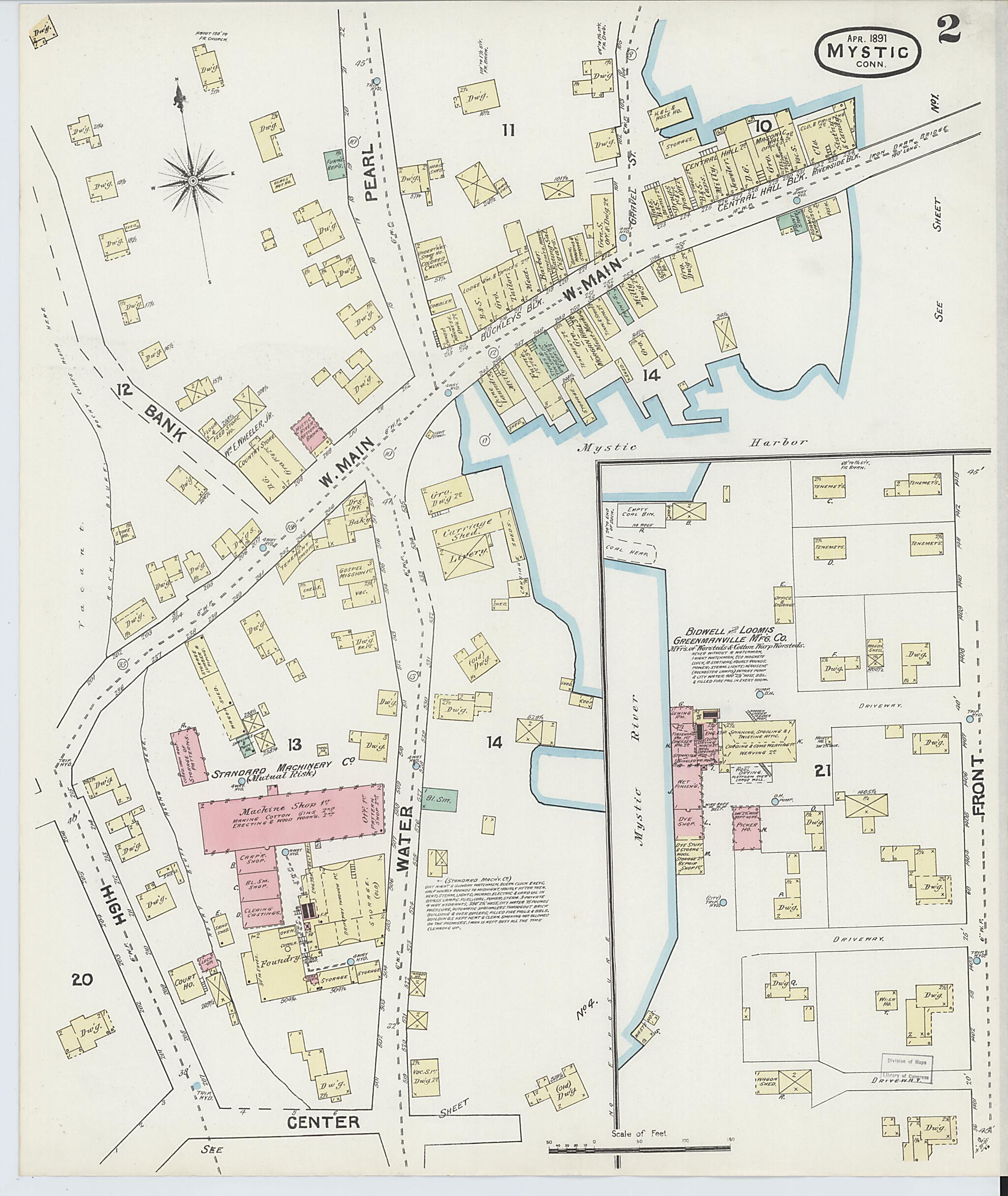 This old map of Mystic, New London County, Connecticut was created by Sanborn Map Company in 1891