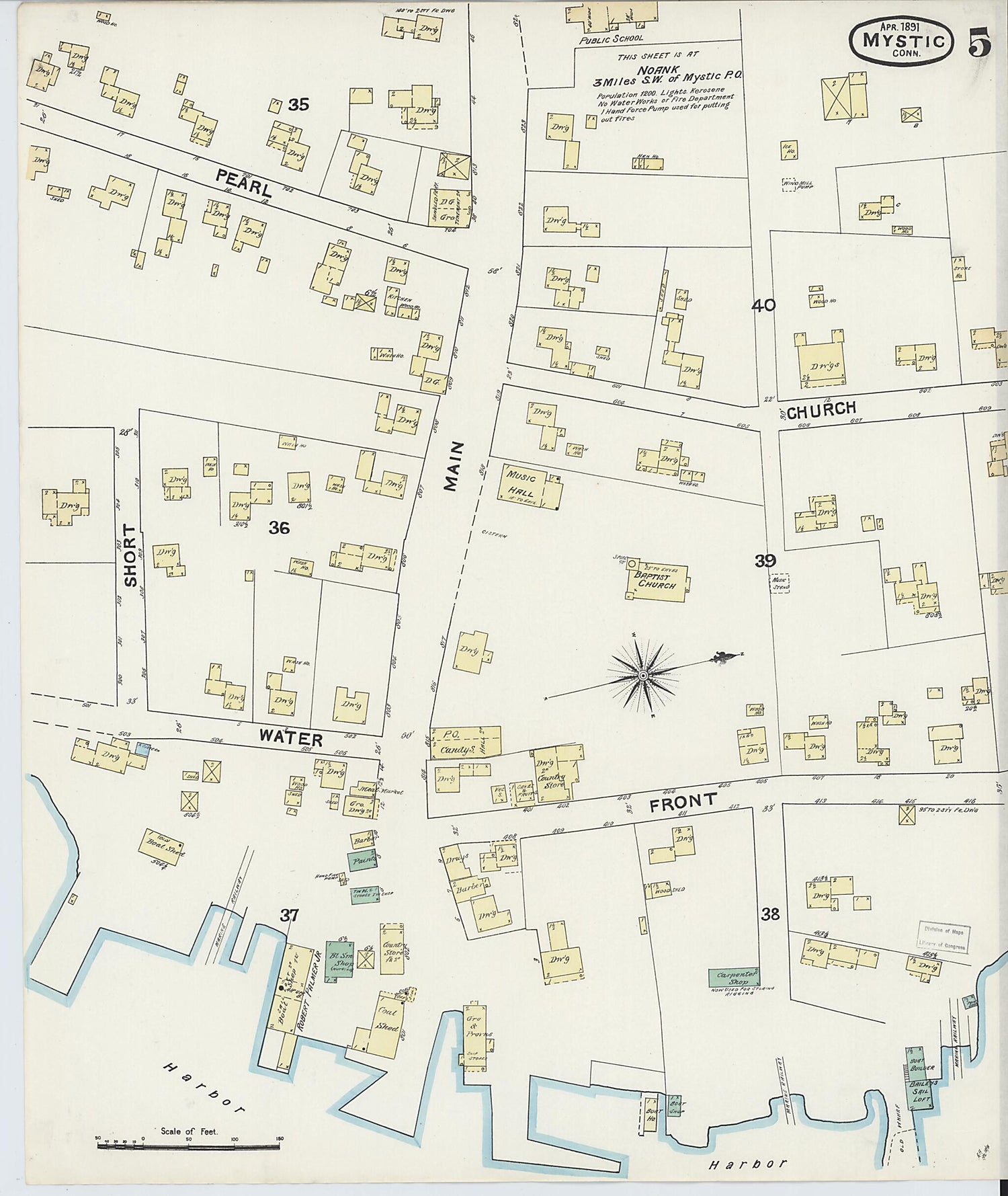 This old map of Mystic, New London County, Connecticut was created by Sanborn Map Company in 1891