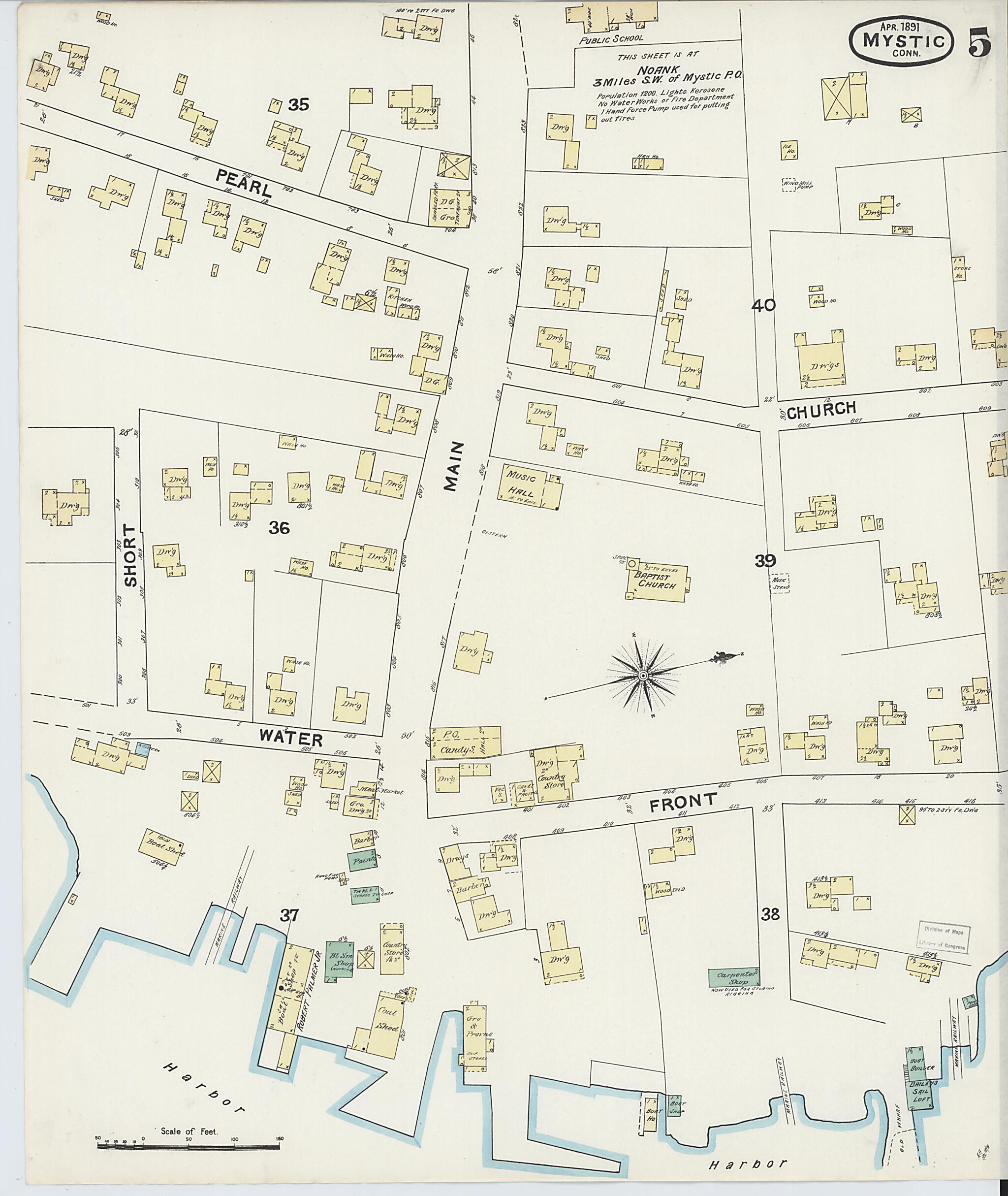 This old map of Mystic, New London County, Connecticut was created by Sanborn Map Company in 1891