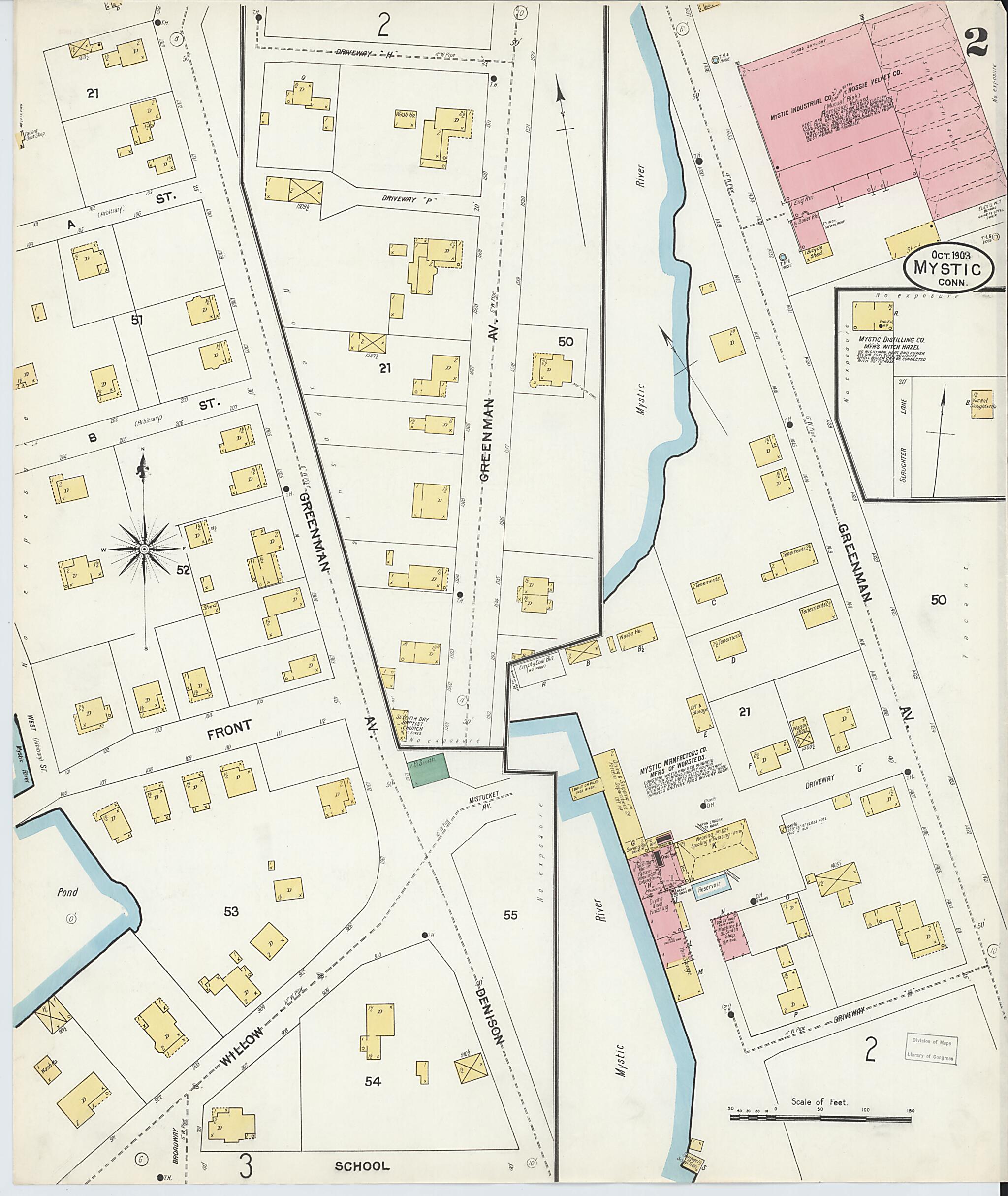 This old map of Mystic, New London County, Connecticut was created by Sanborn Map Company in 1903