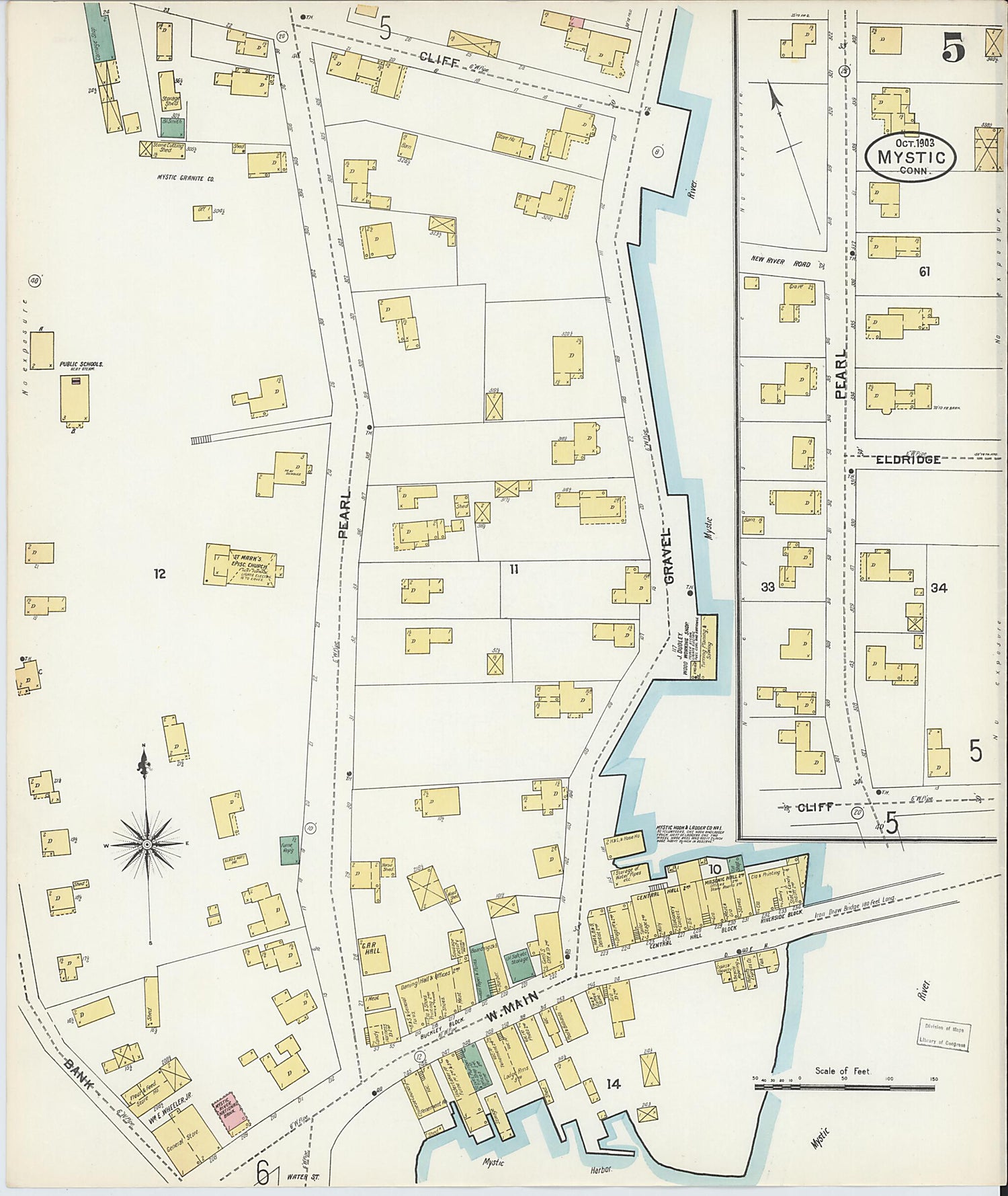 This old map of Mystic, New London County, Connecticut was created by Sanborn Map Company in 1903