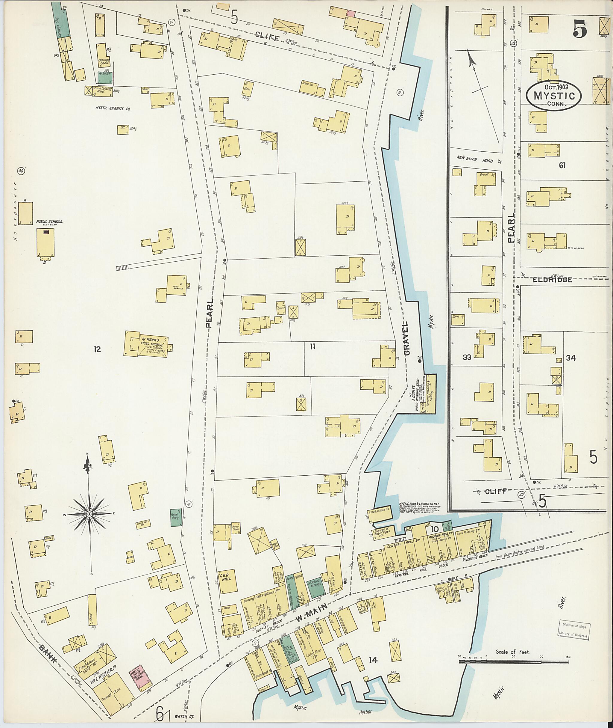This old map of Mystic, New London County, Connecticut was created by Sanborn Map Company in 1903