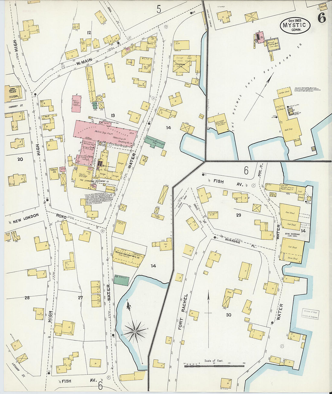 This old map of Mystic, New London County, Connecticut was created by Sanborn Map Company in 1903