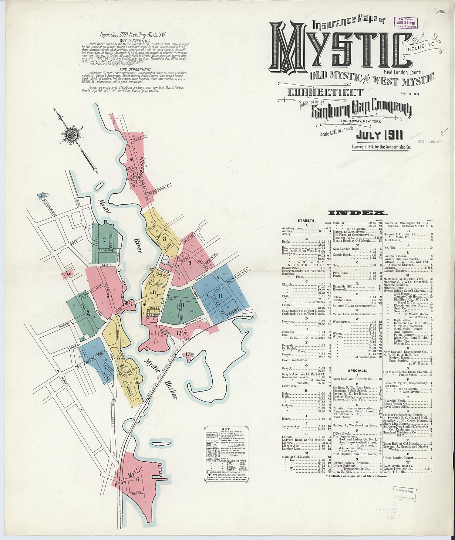 This old map of West Mystic, New London County, Connecticut was created by Sanborn Map Company in 1911