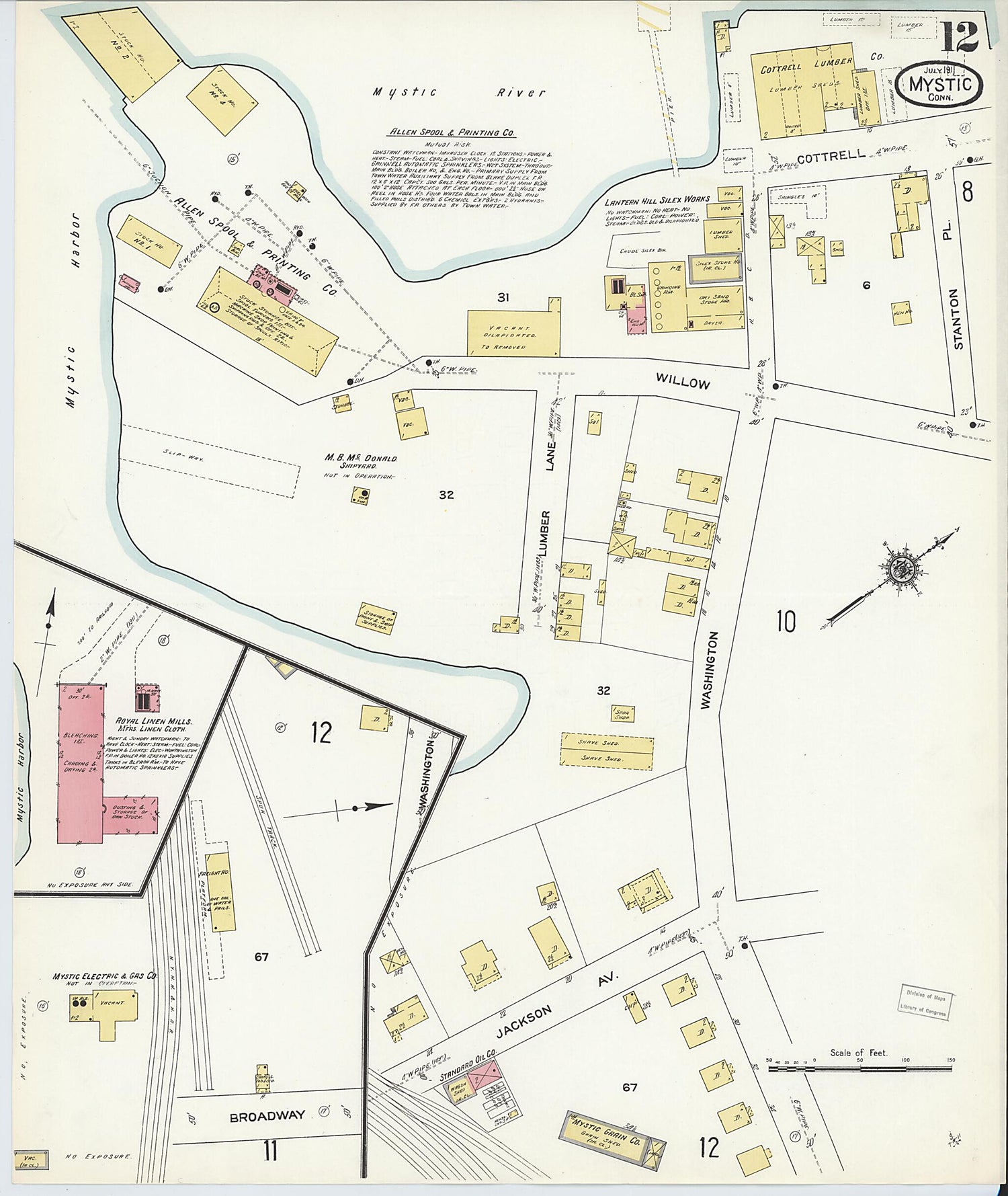 This old map of West Mystic, New London County, Connecticut was created by Sanborn Map Company in 1911