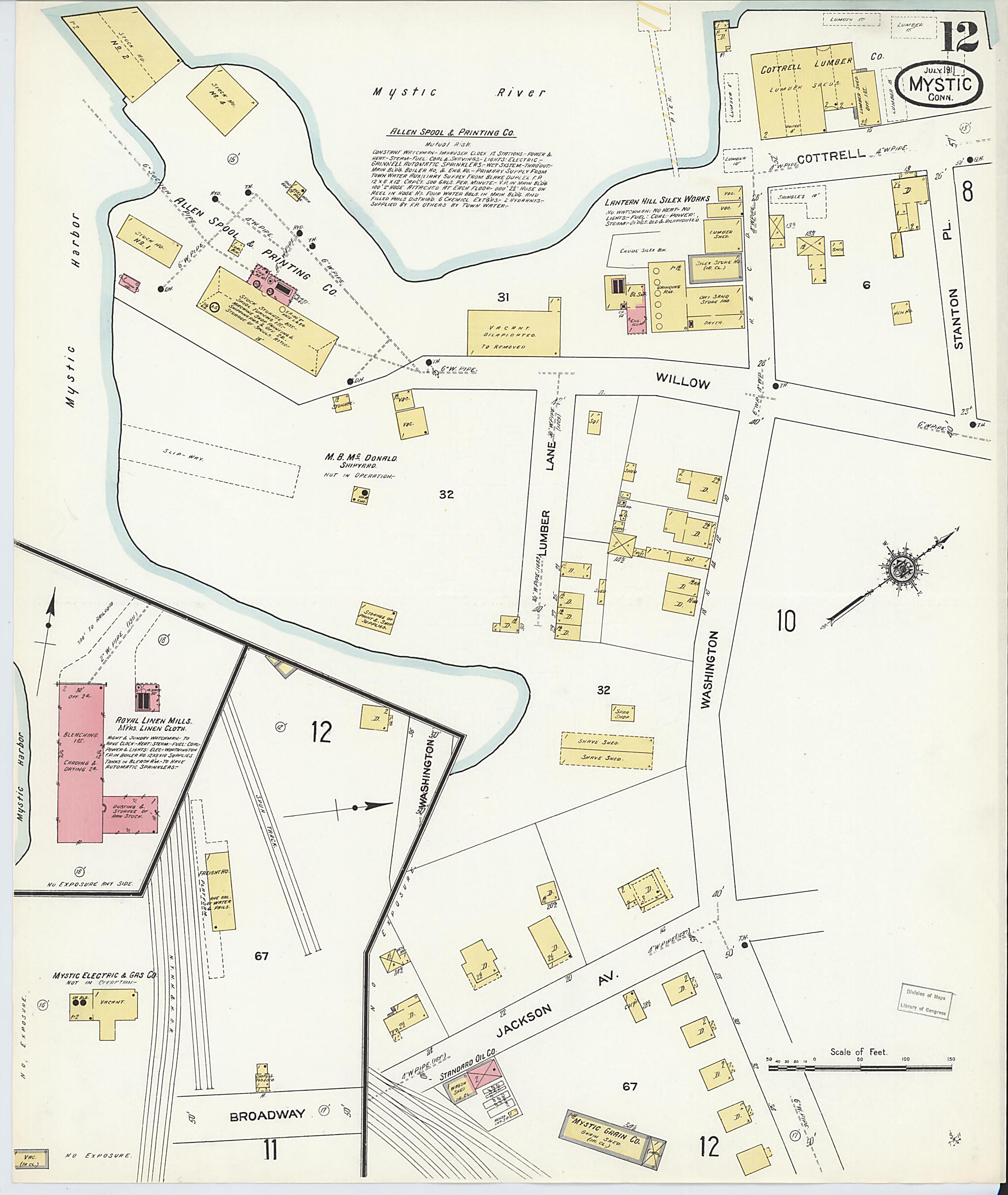 This old map of West Mystic, New London County, Connecticut was created by Sanborn Map Company in 1911