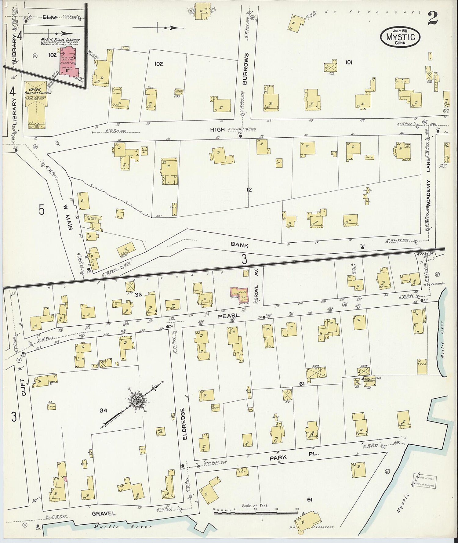 This old map of West Mystic, New London County, Connecticut was created by Sanborn Map Company in 1911