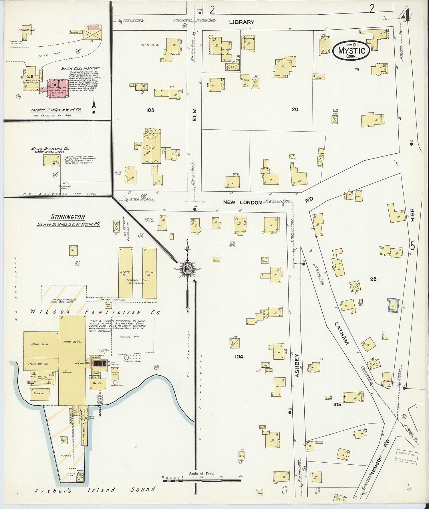 This old map of West Mystic, New London County, Connecticut was created by Sanborn Map Company in 1911