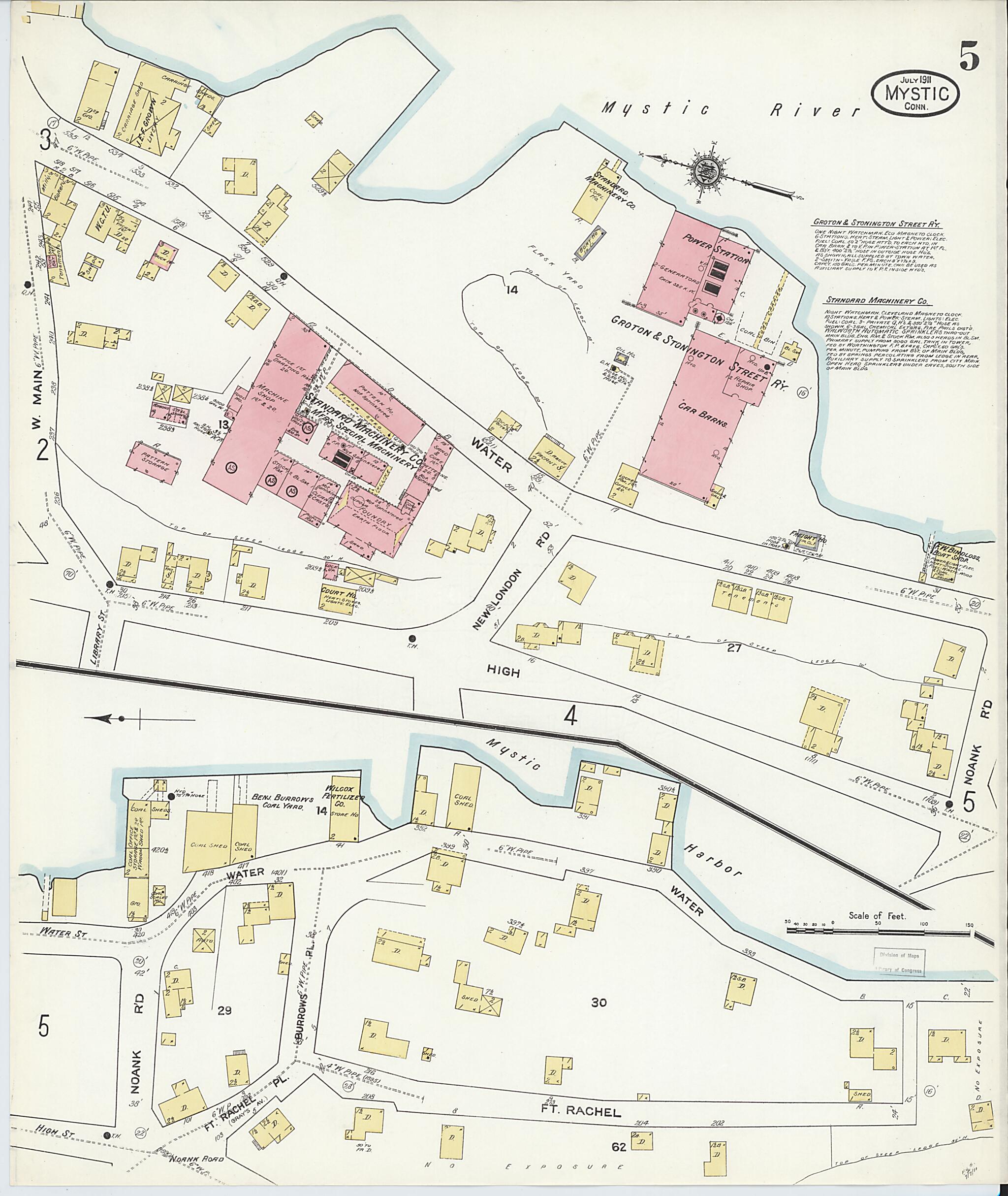 This old map of West Mystic, New London County, Connecticut was created by Sanborn Map Company in 1911