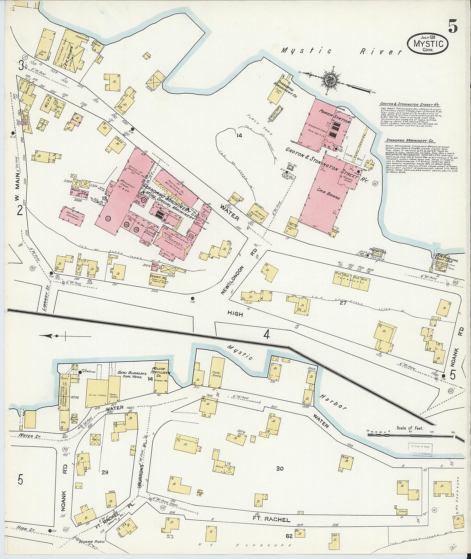 This old map of West Mystic, New London County, Connecticut was created by Sanborn Map Company in 1911