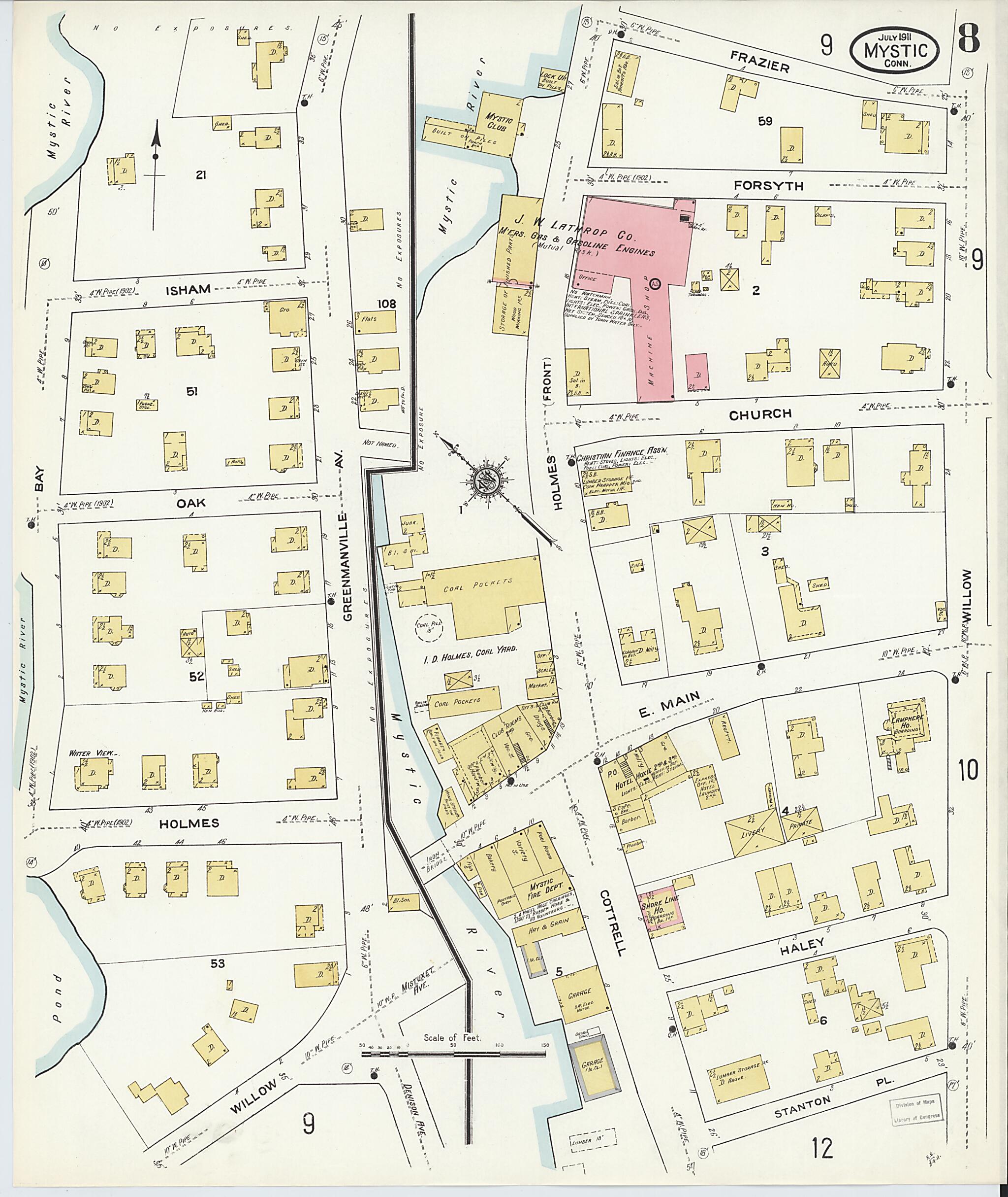 This old map of West Mystic, New London County, Connecticut was created by Sanborn Map Company in 1911