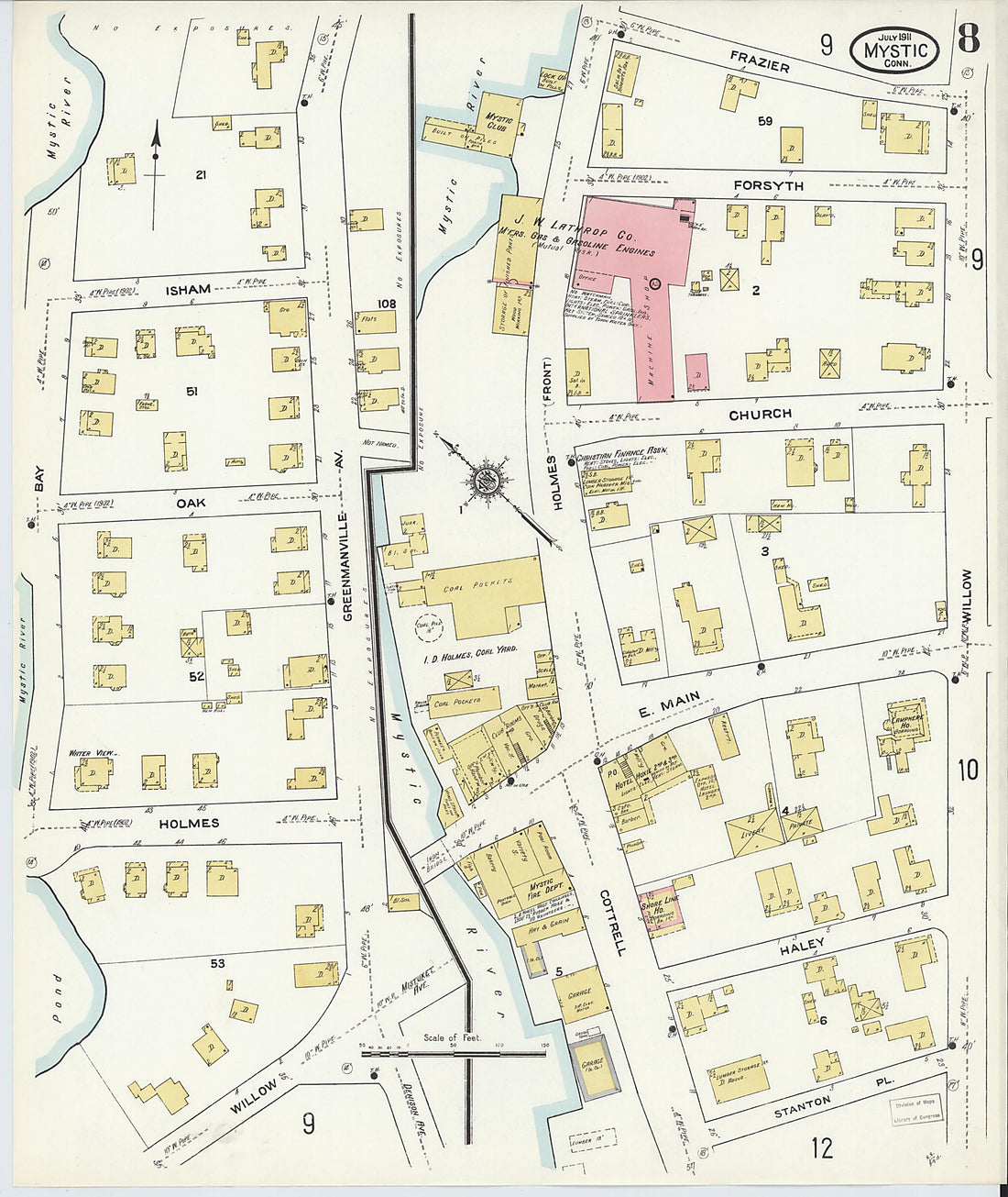 This old map of West Mystic, New London County, Connecticut was created by Sanborn Map Company in 1911