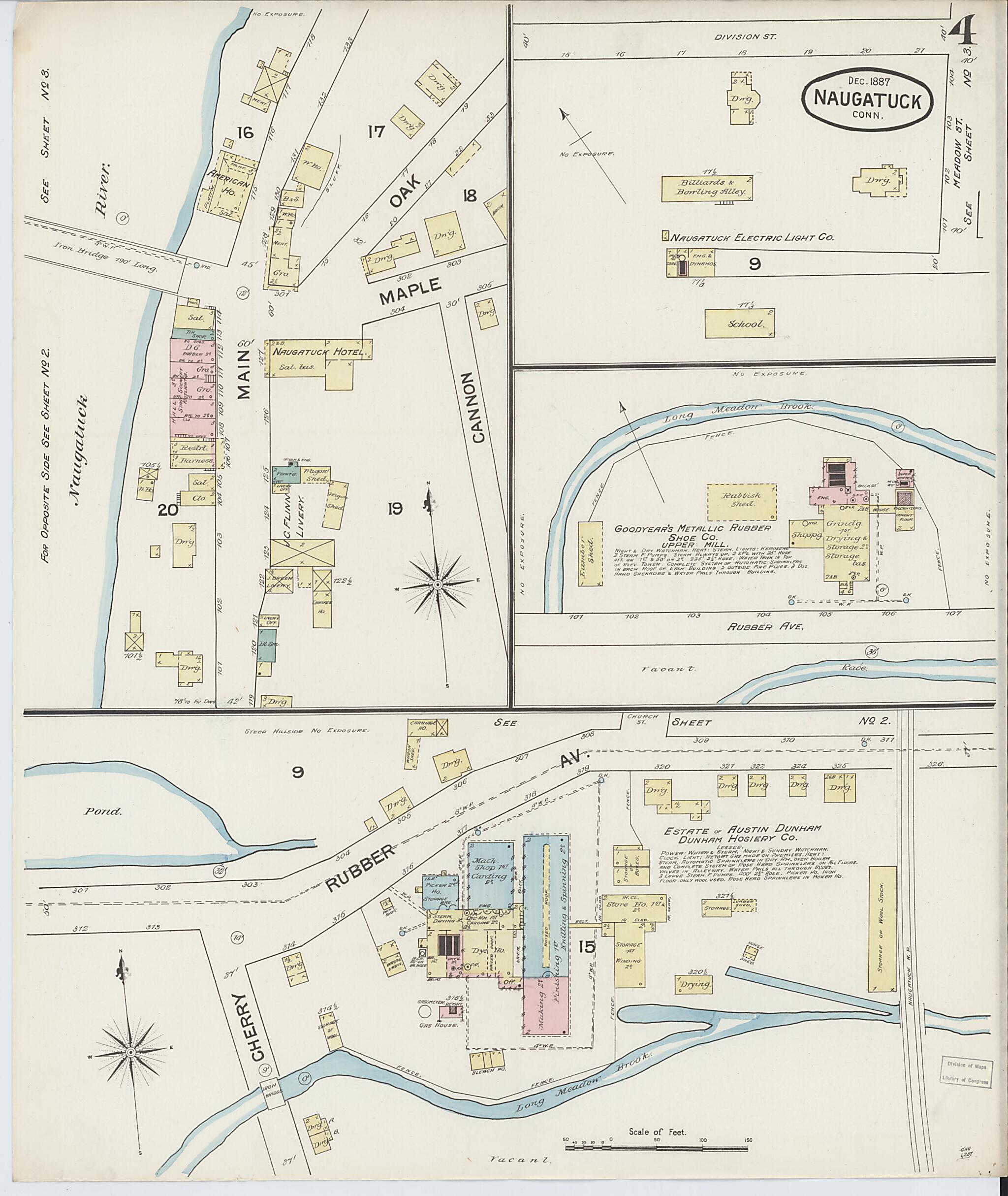 This old map of Naugatuck, New Haven County, Connecticut was created by Sanborn Map Company in 1887