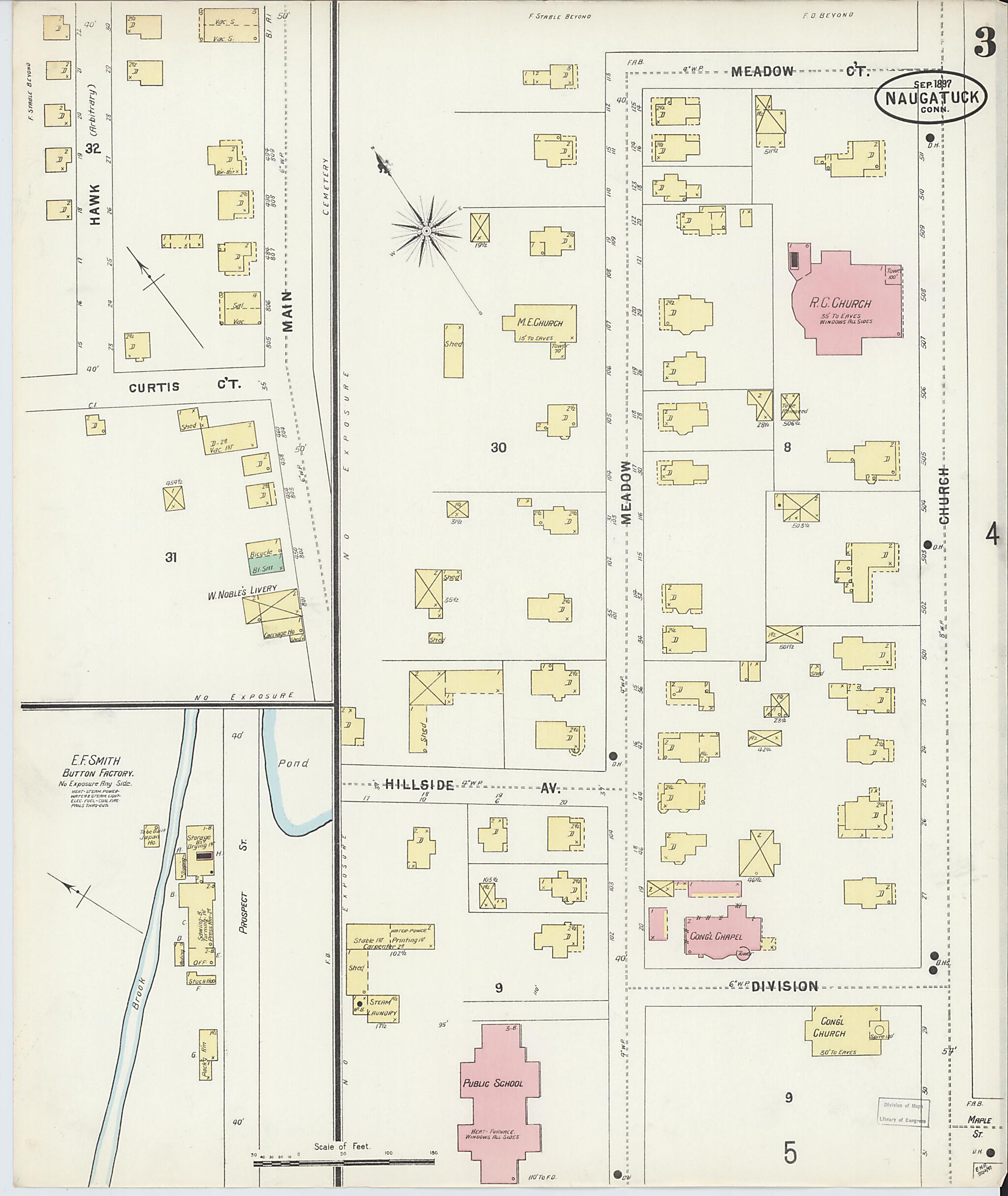 This old map of Naugatuck, New Haven County, Connecticut was created by Sanborn Map Company in 1897