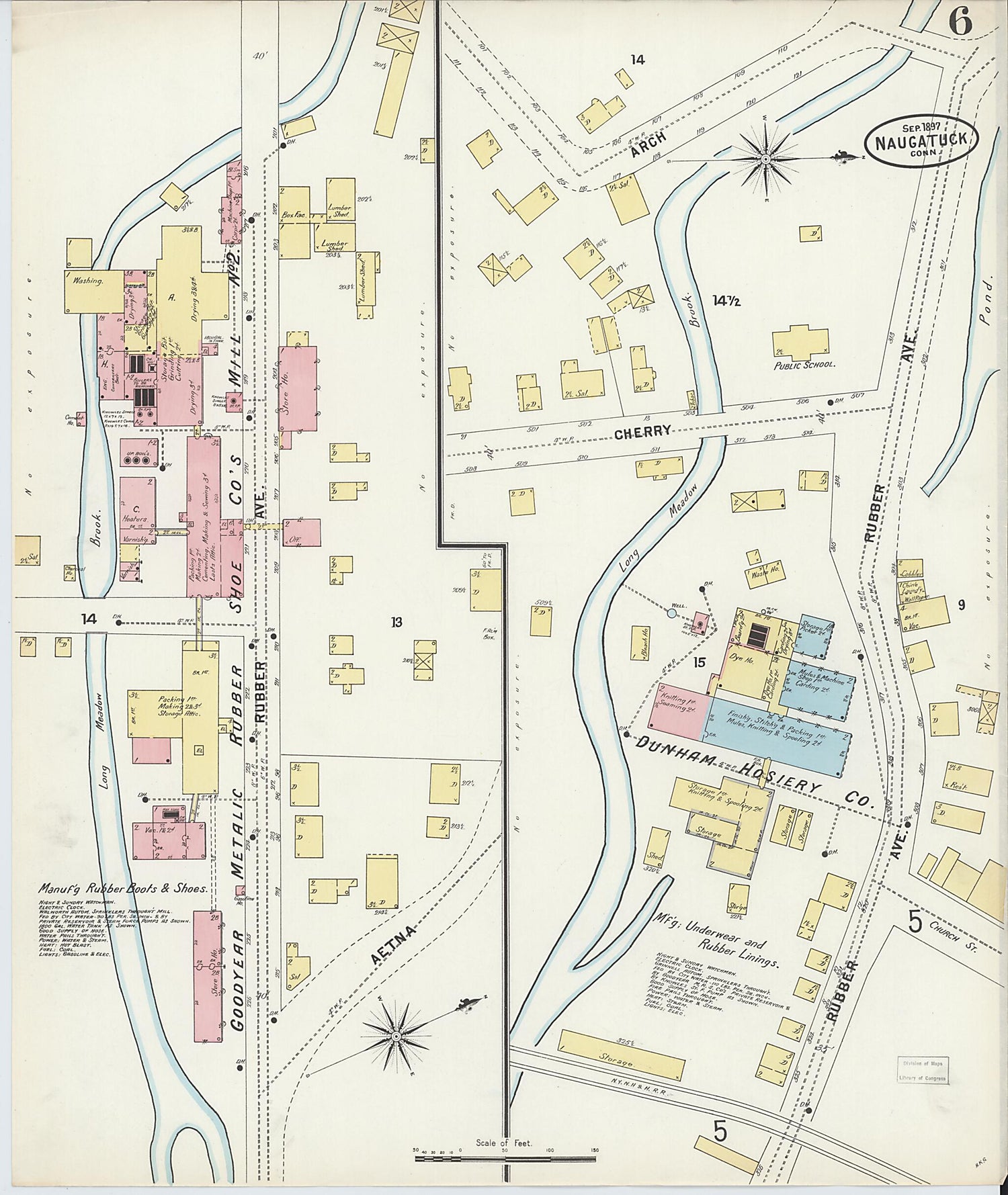 This old map of Naugatuck, New Haven County, Connecticut was created by Sanborn Map Company in 1897