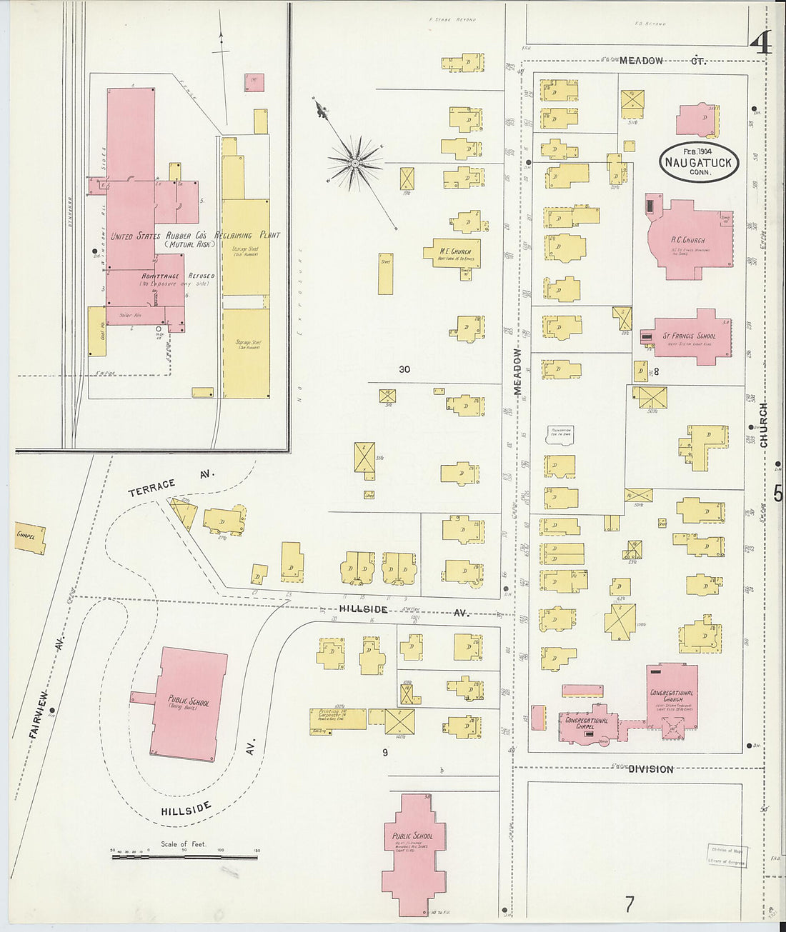 This old map of Naugatuck, New Haven County, Connecticut was created by Sanborn Map Company in 1904
