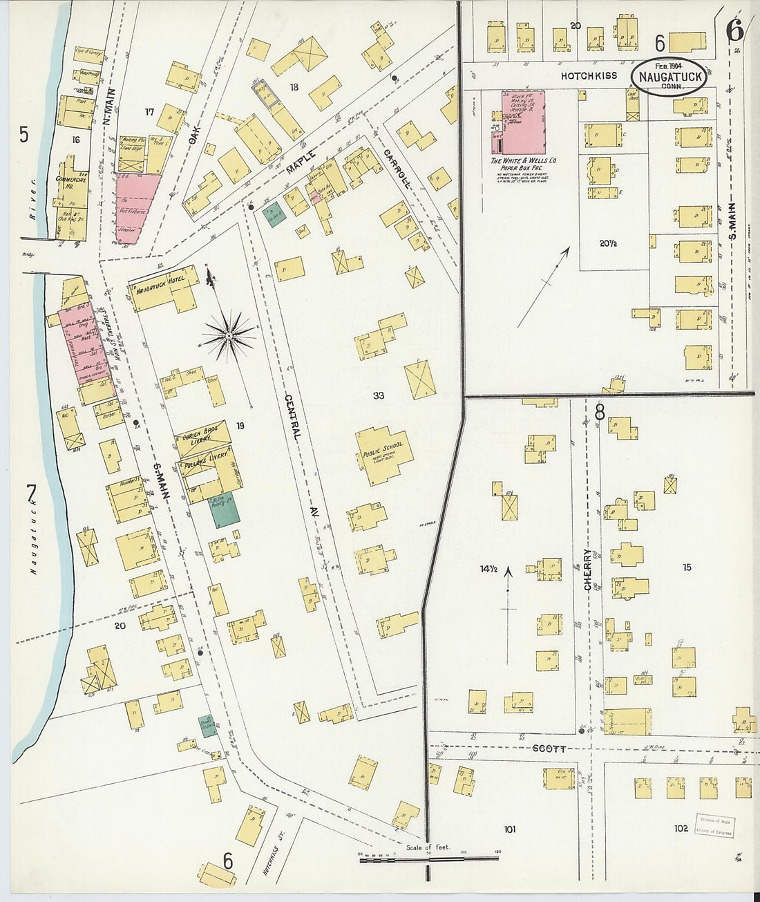 This old map of Naugatuck, New Haven County, Connecticut was created by Sanborn Map Company in 1904
