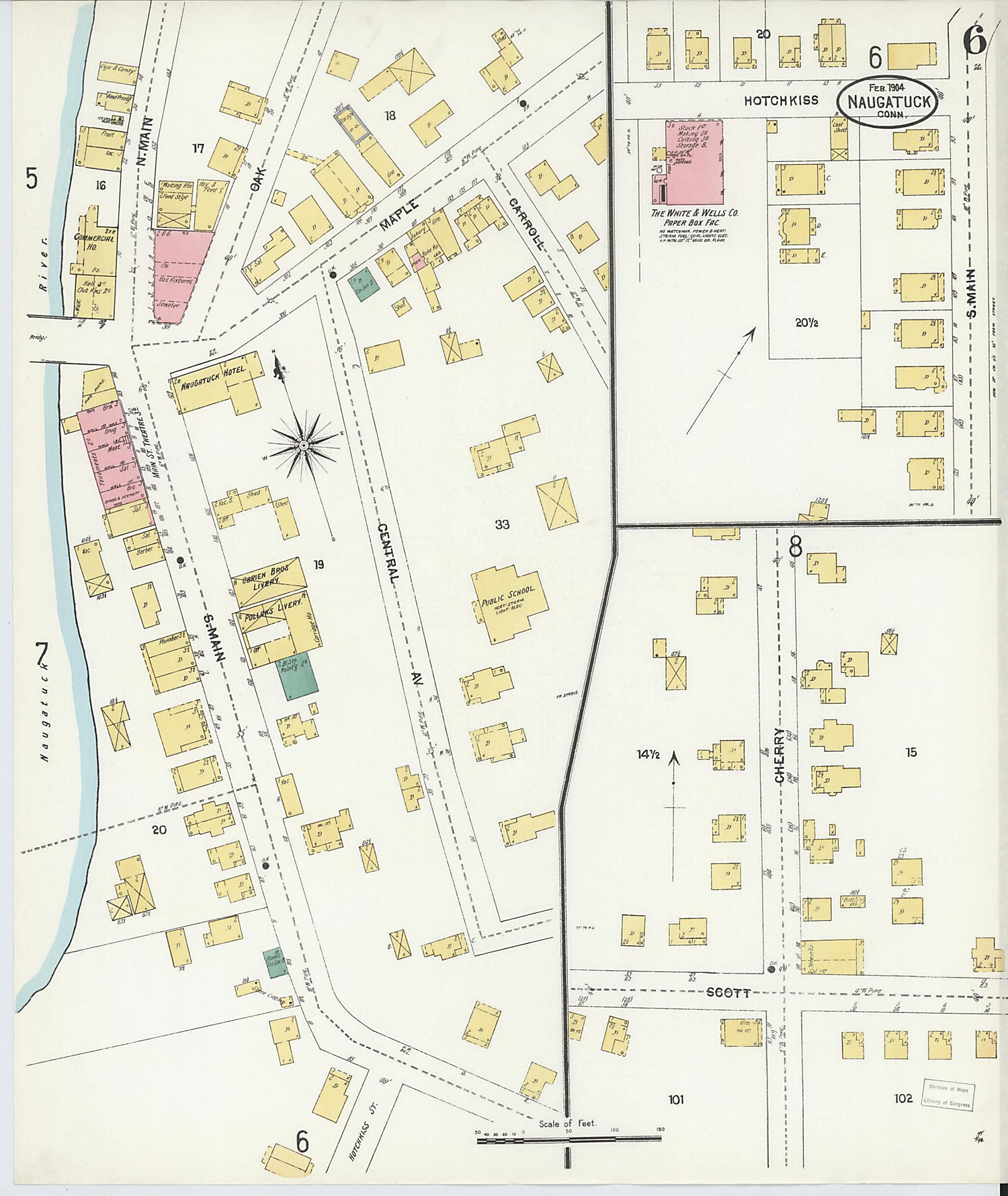 This old map of Naugatuck, New Haven County, Connecticut was created by Sanborn Map Company in 1904