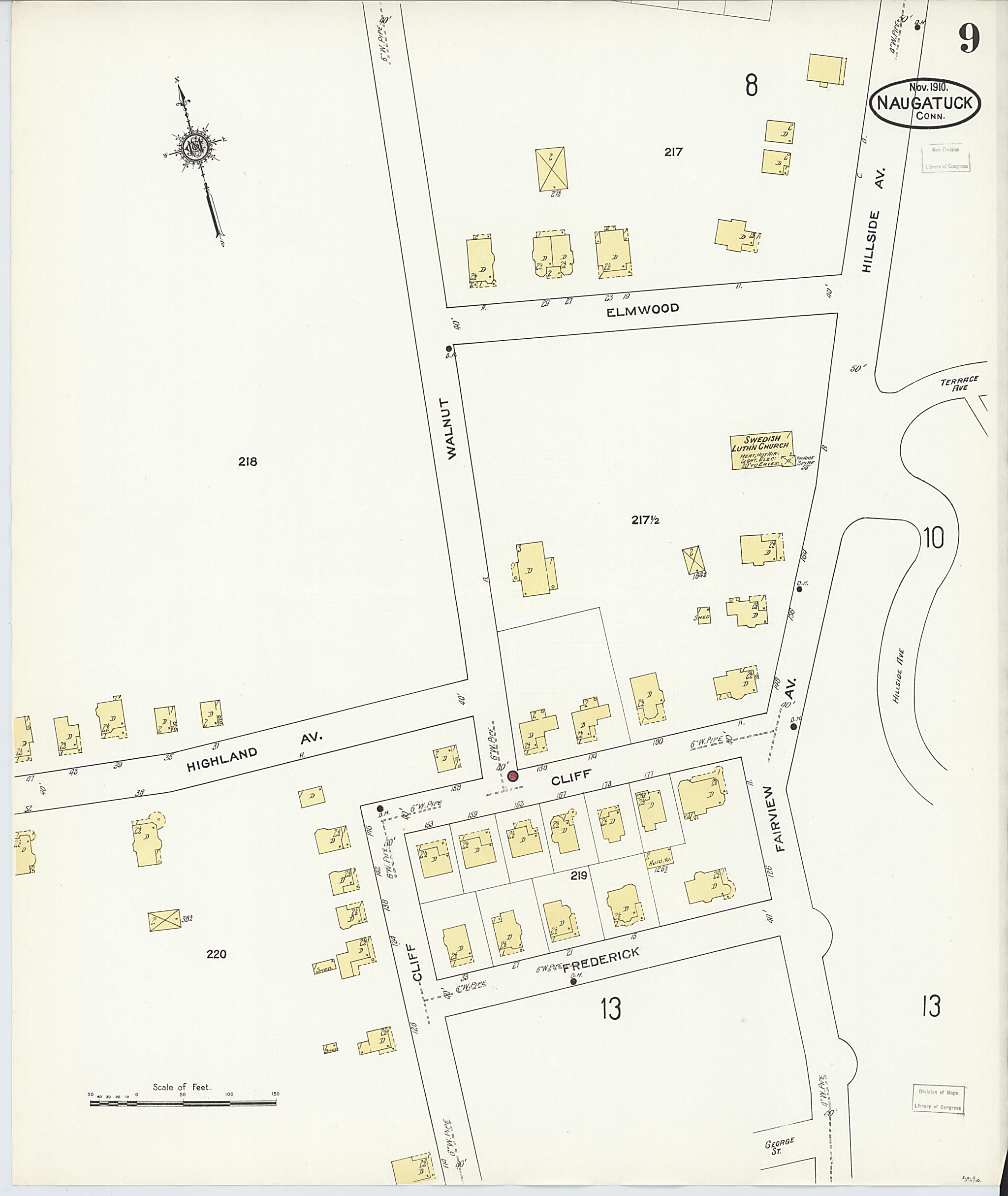 This old map of Naugatuck, New Haven County, Connecticut was created by Sanborn Map Company in 1910