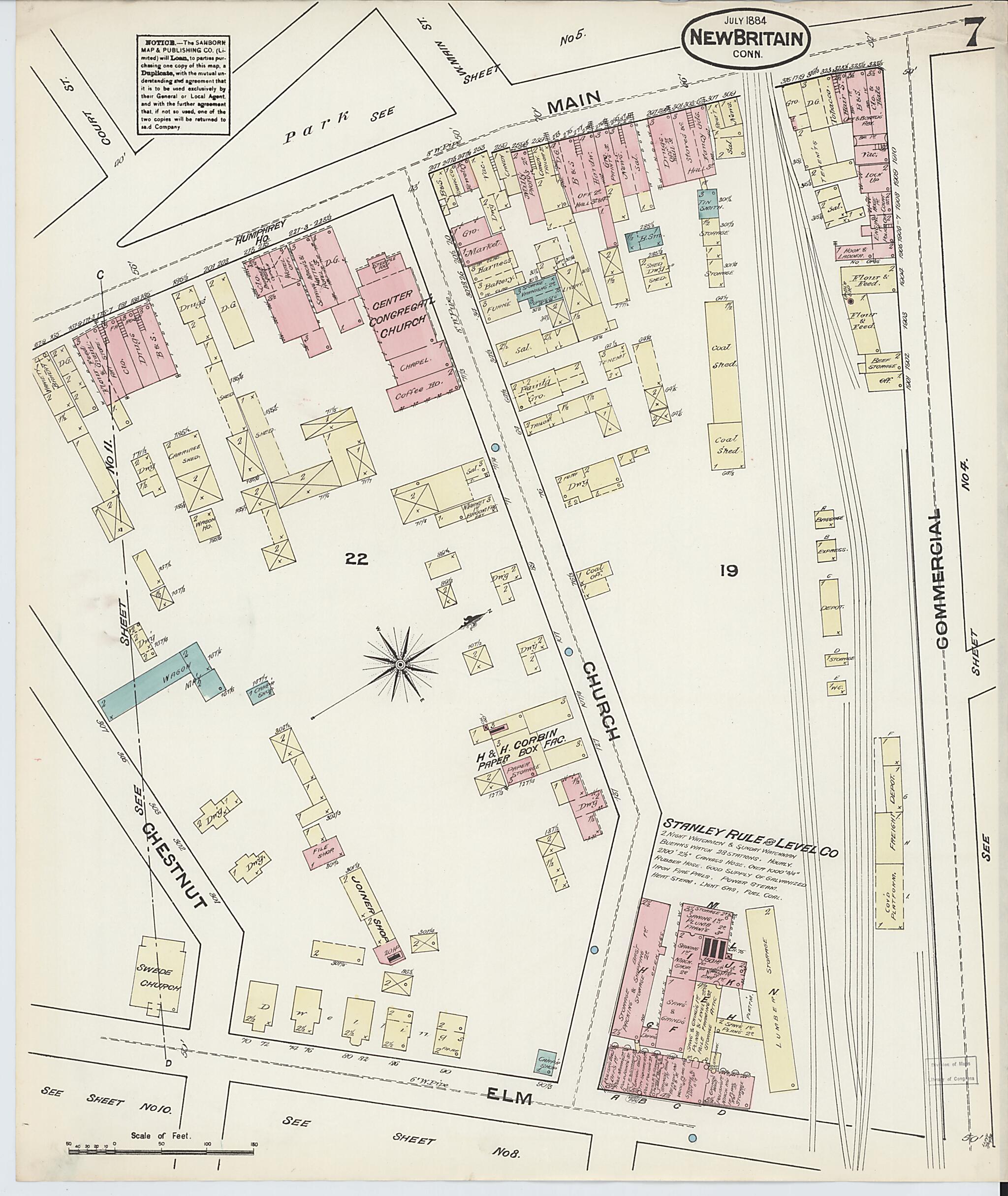 This old map of New Britain, Hartford County, Connecticut was created by Sanborn Map Company in 1884