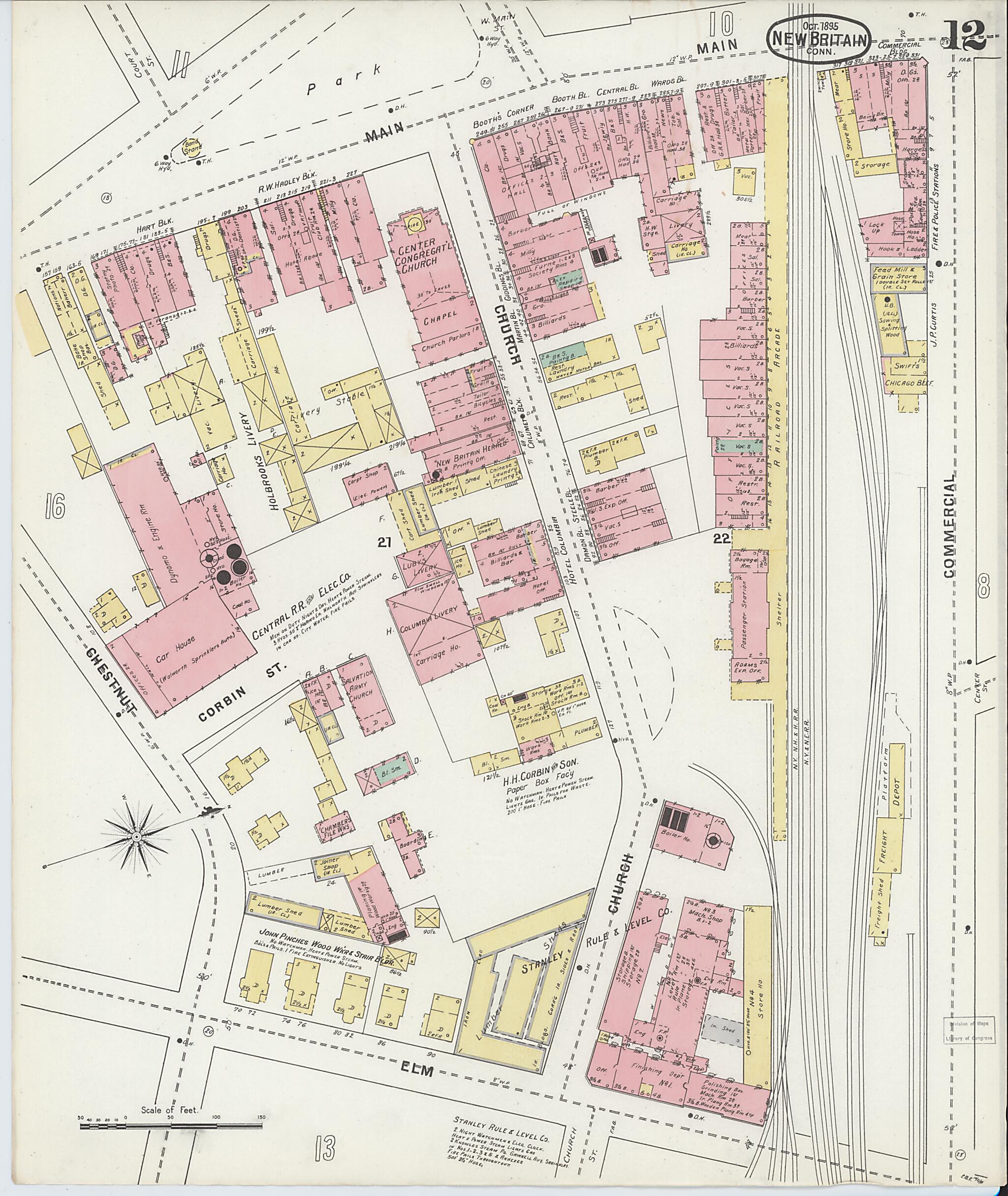 This old map of New Britain, Hartford County, Connecticut was created by Sanborn Map Company in 1895