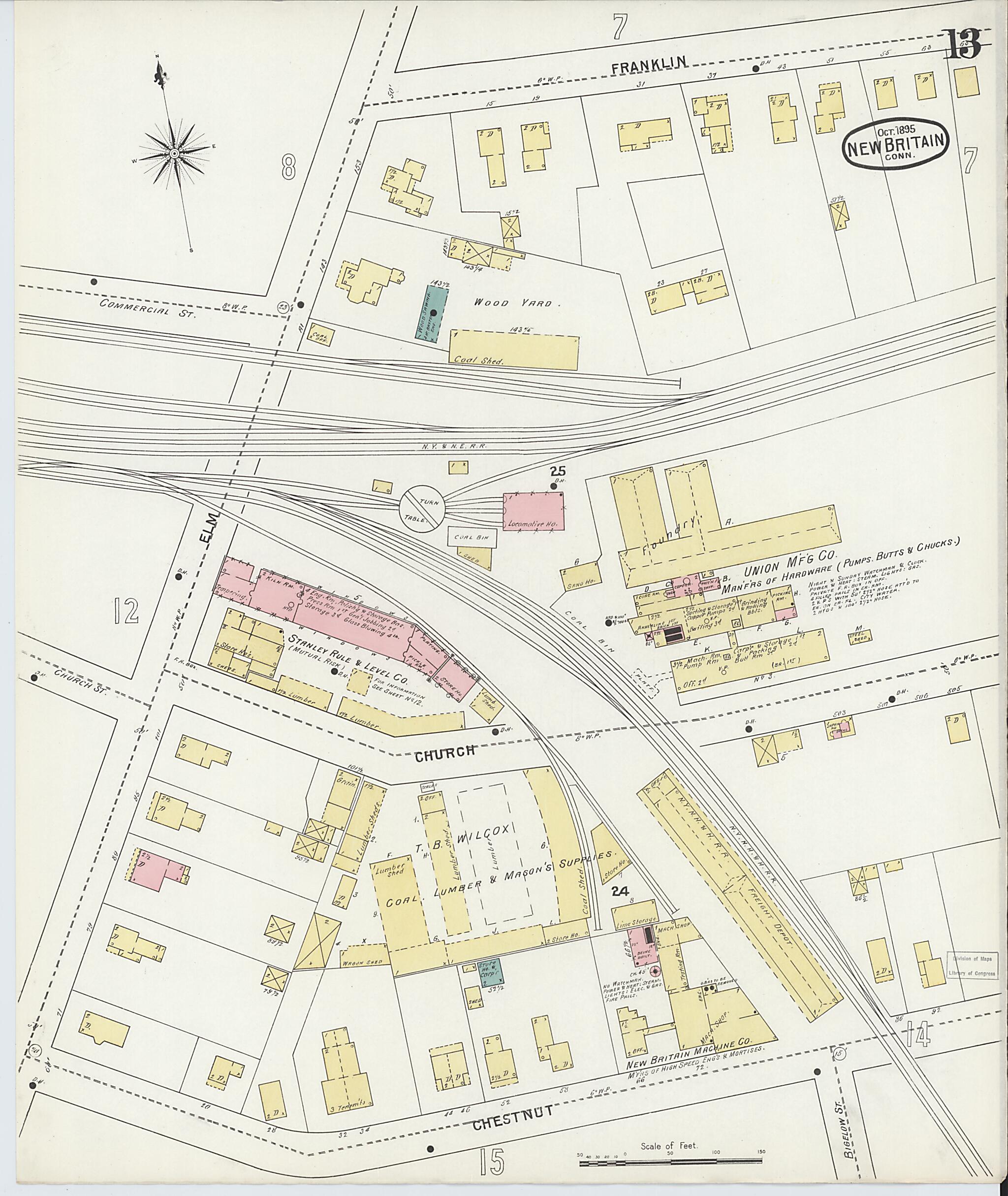 This old map of New Britain, Hartford County, Connecticut was created by Sanborn Map Company in 1895