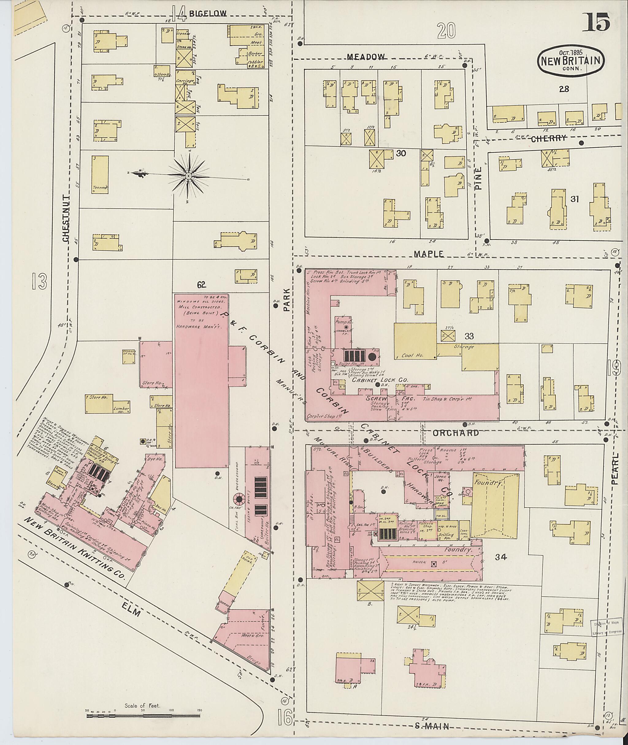 This old map of New Britain, Hartford County, Connecticut was created by Sanborn Map Company in 1895