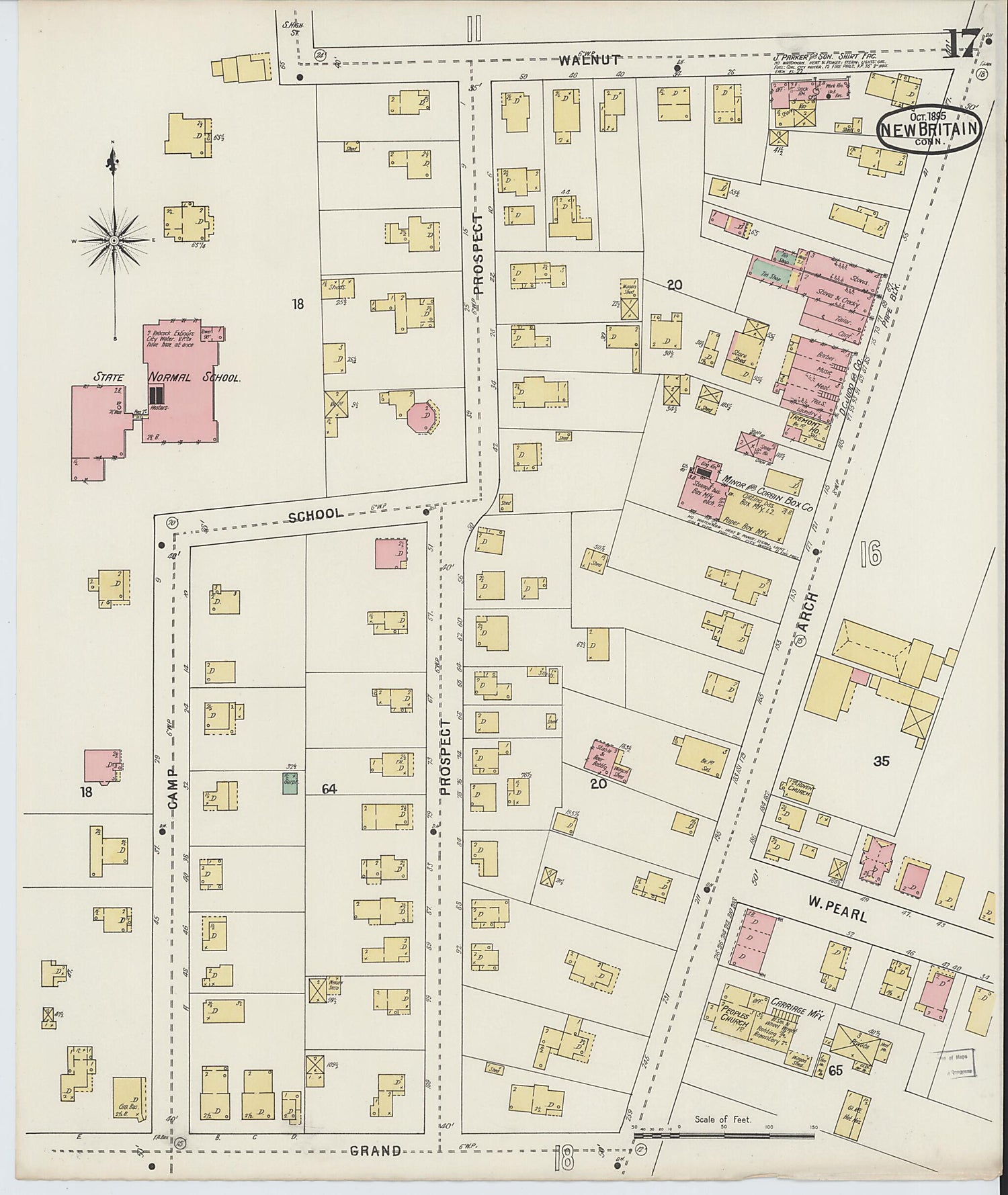 This old map of New Britain, Hartford County, Connecticut was created by Sanborn Map Company in 1895