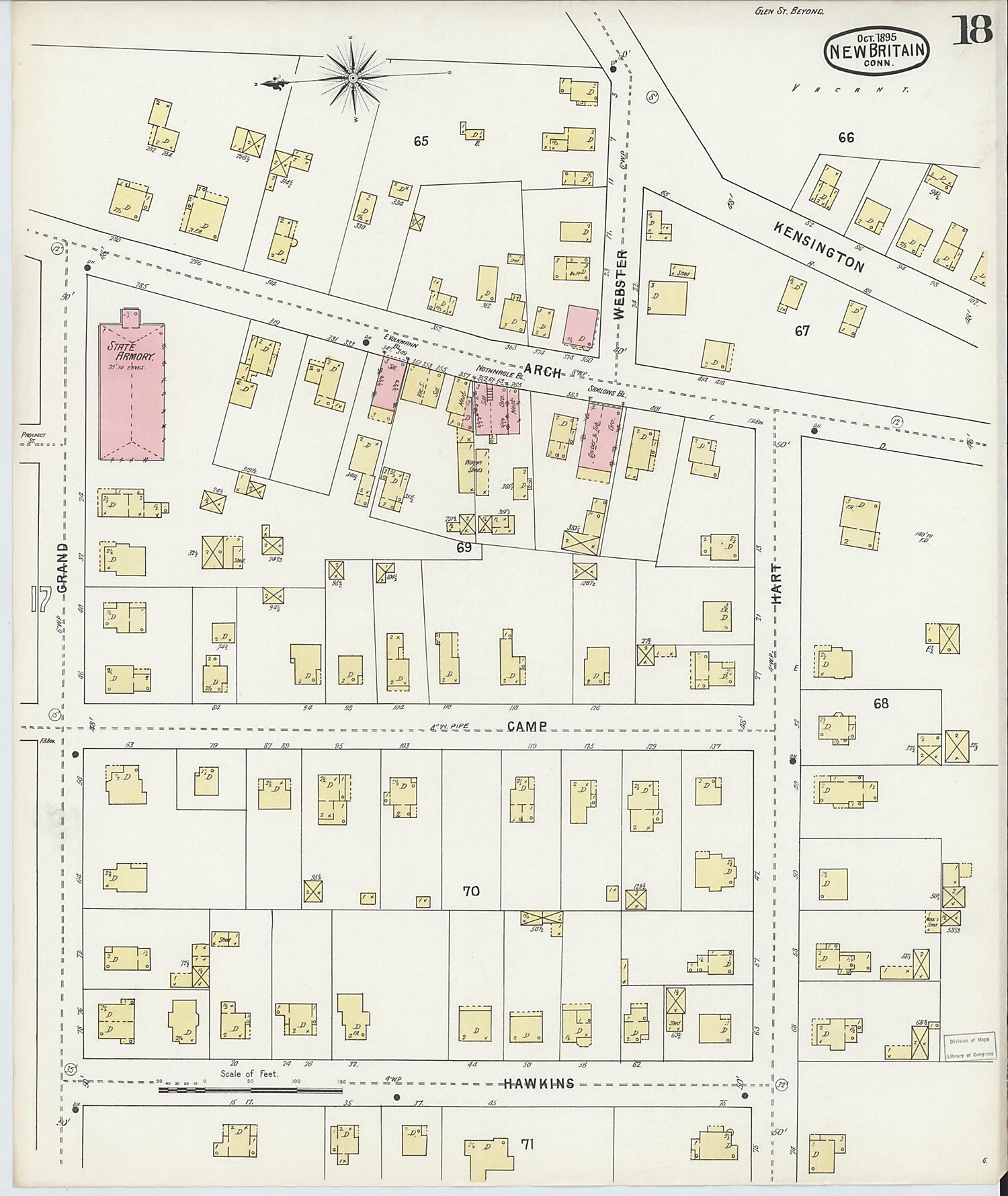 This old map of New Britain, Hartford County, Connecticut was created by Sanborn Map Company in 1895