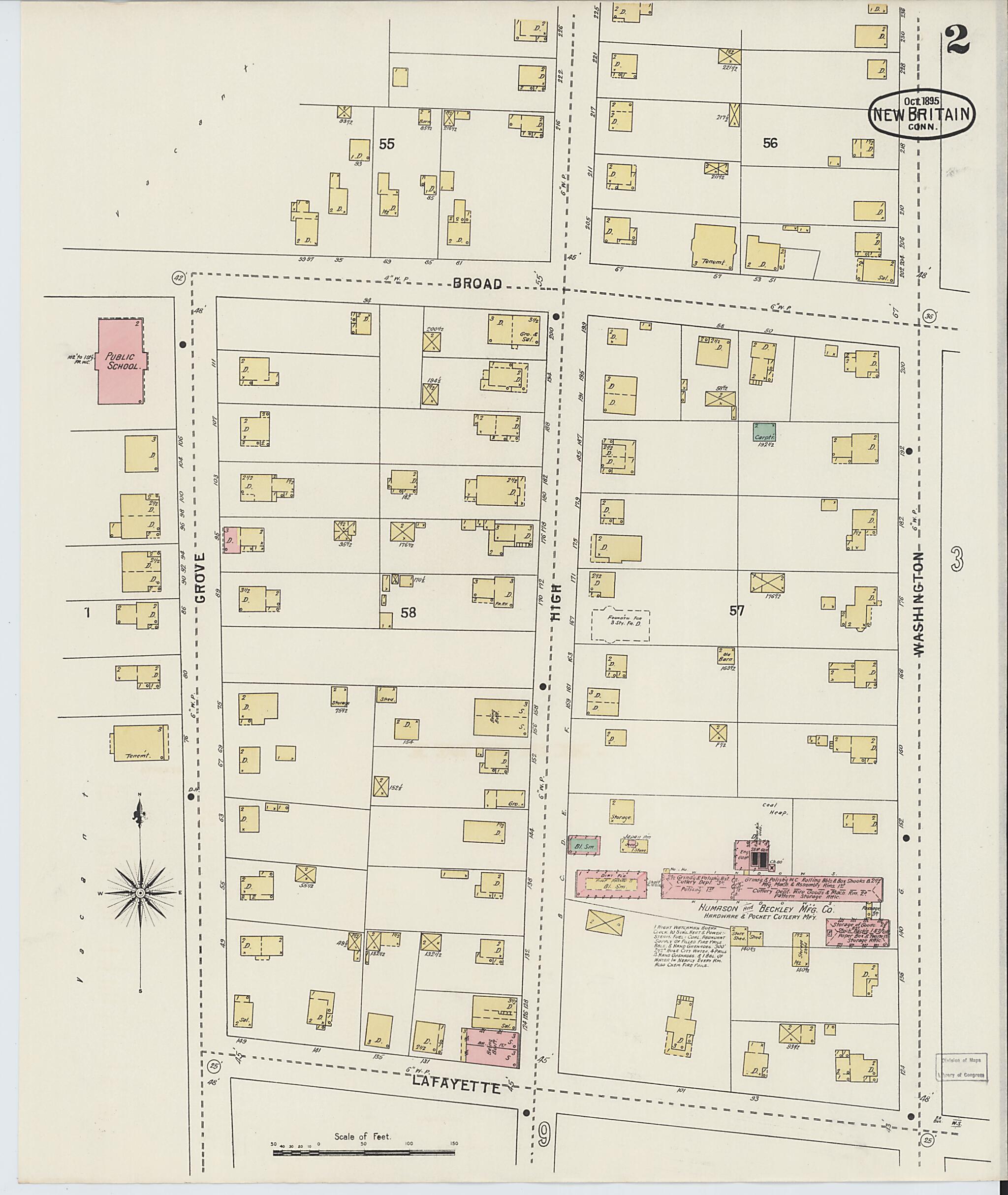 This old map of New Britain, Hartford County, Connecticut was created by Sanborn Map Company in 1895