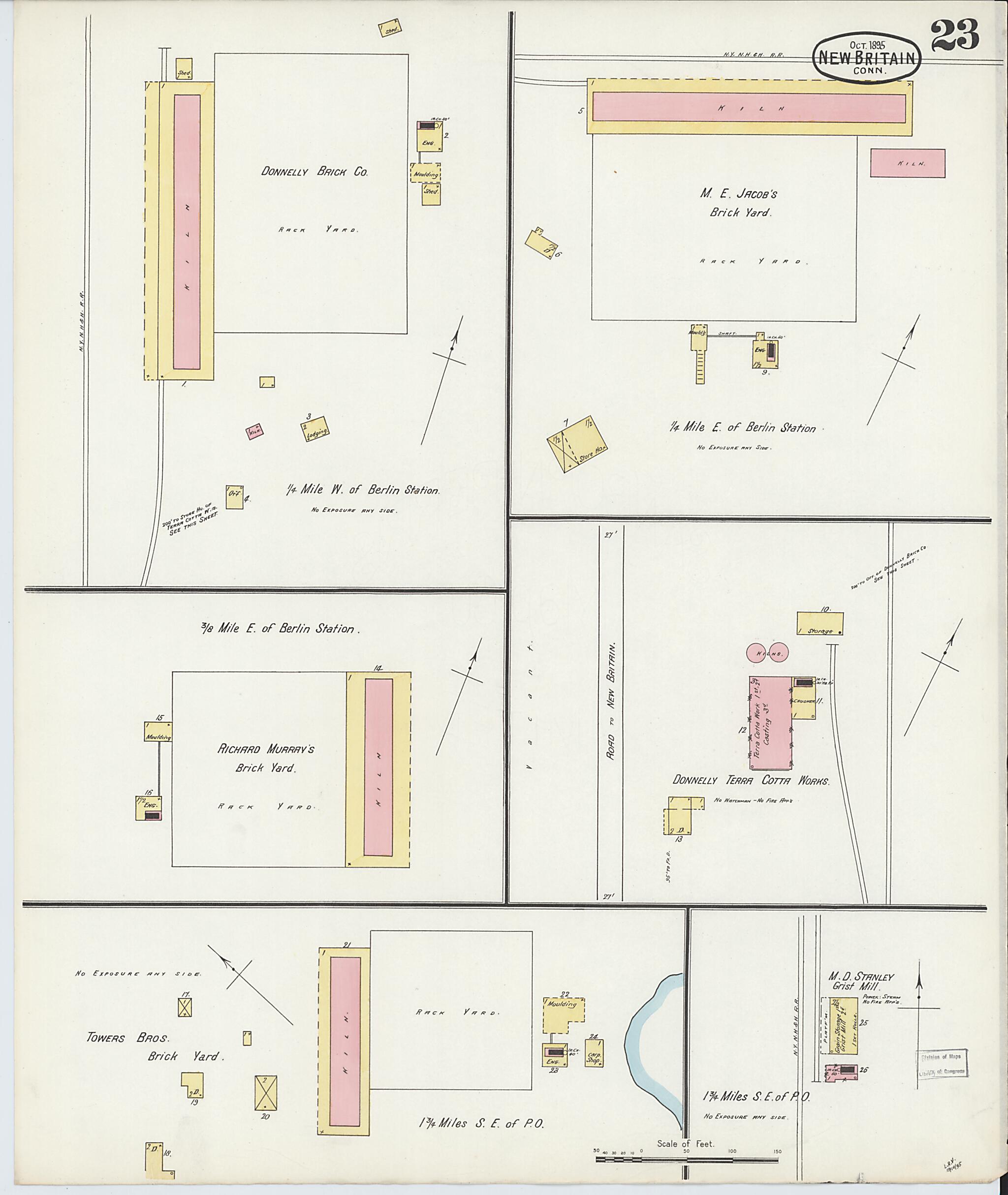 This old map of New Britain, Hartford County, Connecticut was created by Sanborn Map Company in 1895