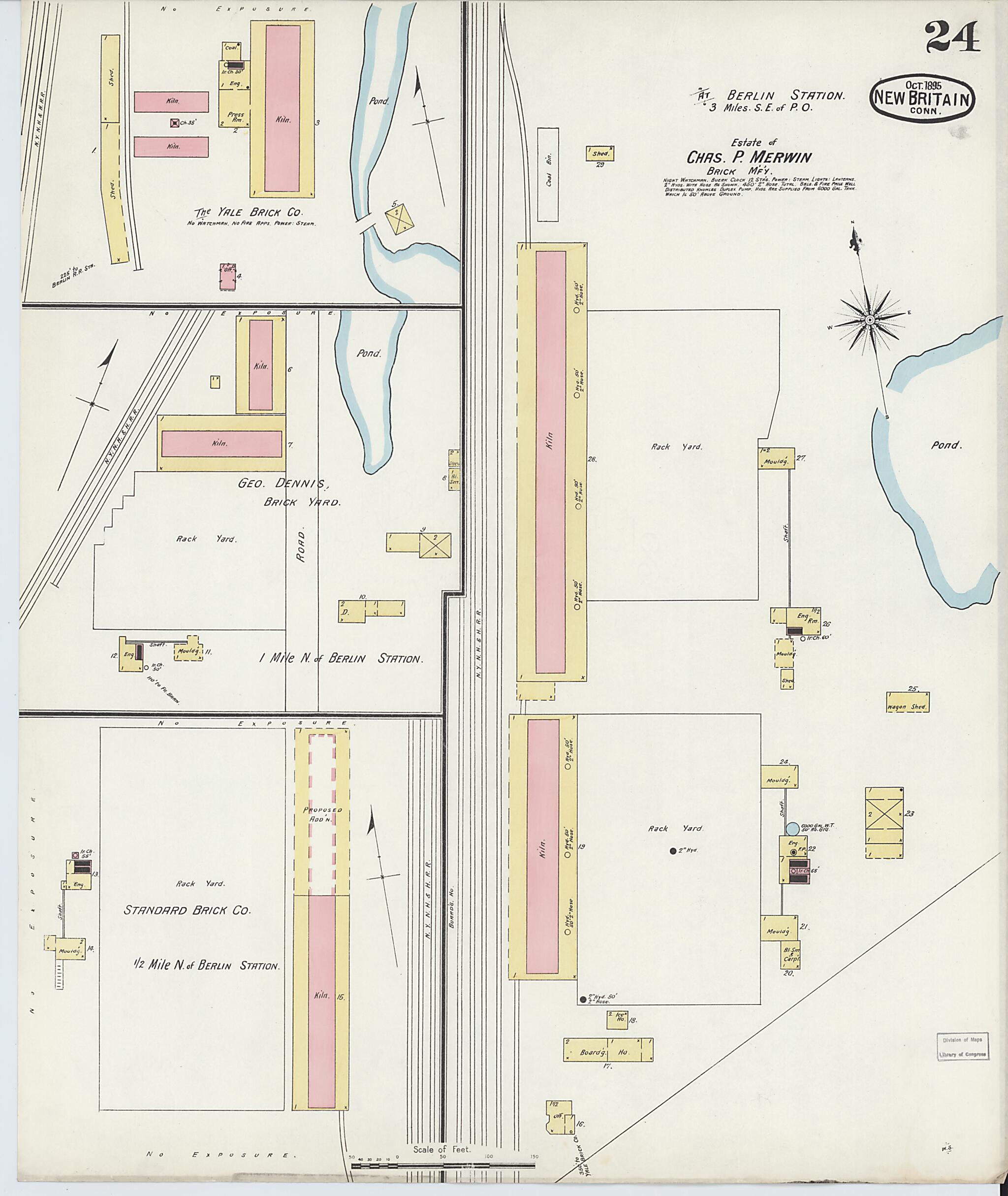 This old map of New Britain, Hartford County, Connecticut was created by Sanborn Map Company in 1895