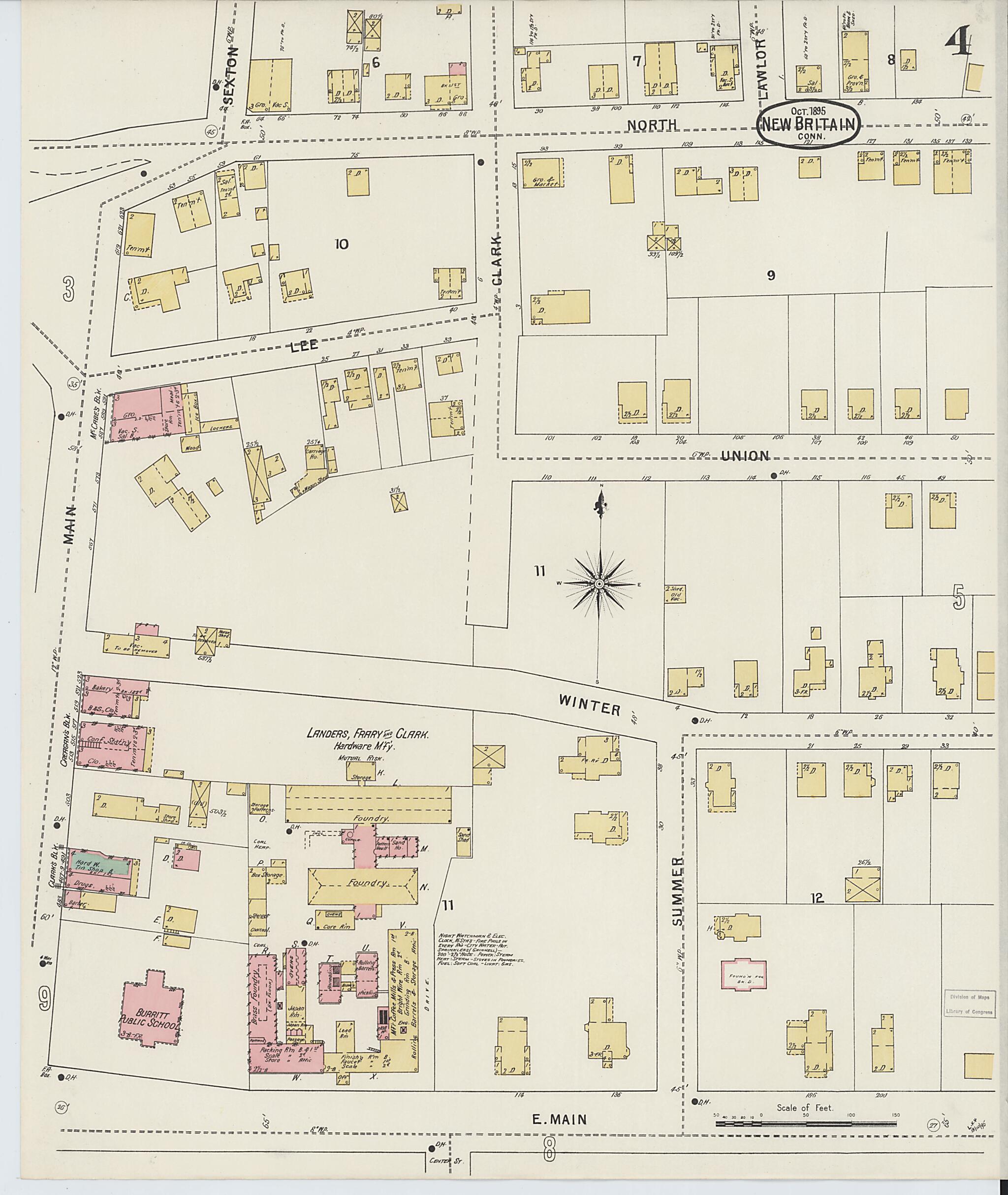 This old map of New Britain, Hartford County, Connecticut was created by Sanborn Map Company in 1895
