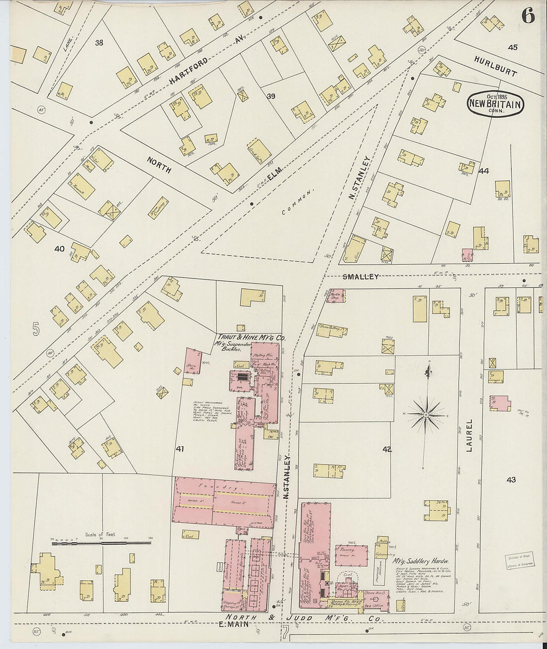 This old map of New Britain, Hartford County, Connecticut was created by Sanborn Map Company in 1895