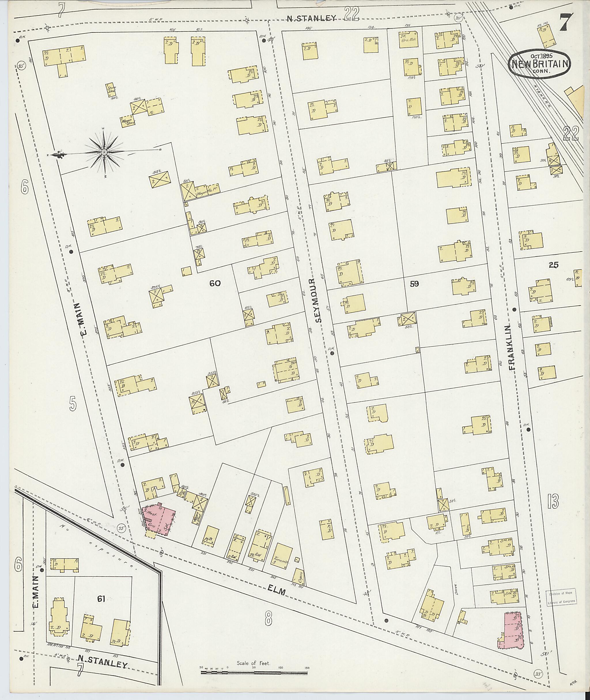 This old map of New Britain, Hartford County, Connecticut was created by Sanborn Map Company in 1895