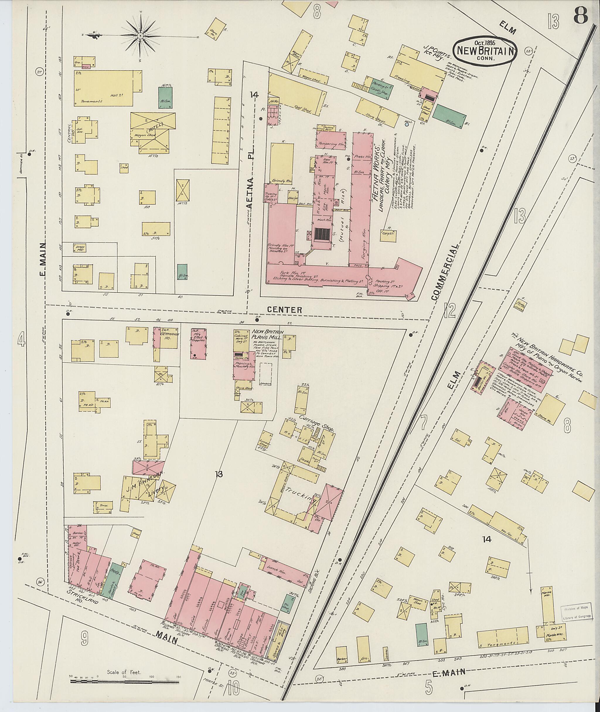 This old map of New Britain, Hartford County, Connecticut was created by Sanborn Map Company in 1895